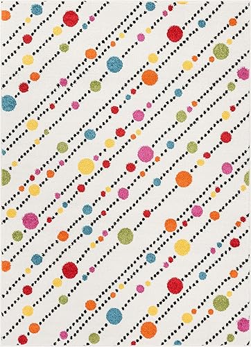 Miniatura 2 de Well Woven Modern Rug - Alfombra decorativa de 3 pies 3 pulgadas x 5 pies, diseño de lunares, color marfil, alfombra de área para entrada,