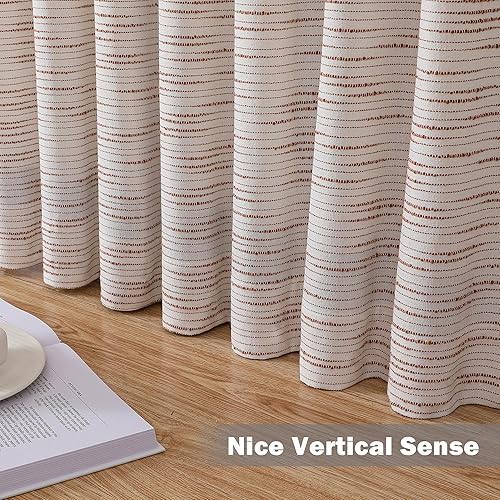 Miniatura 6 de OWENIE Cortinas 100% opacas de 84 pulgadas de largo, juego de 2 paneles para dormitorio, sala de estar, cortina de textura de rayas de doble capa