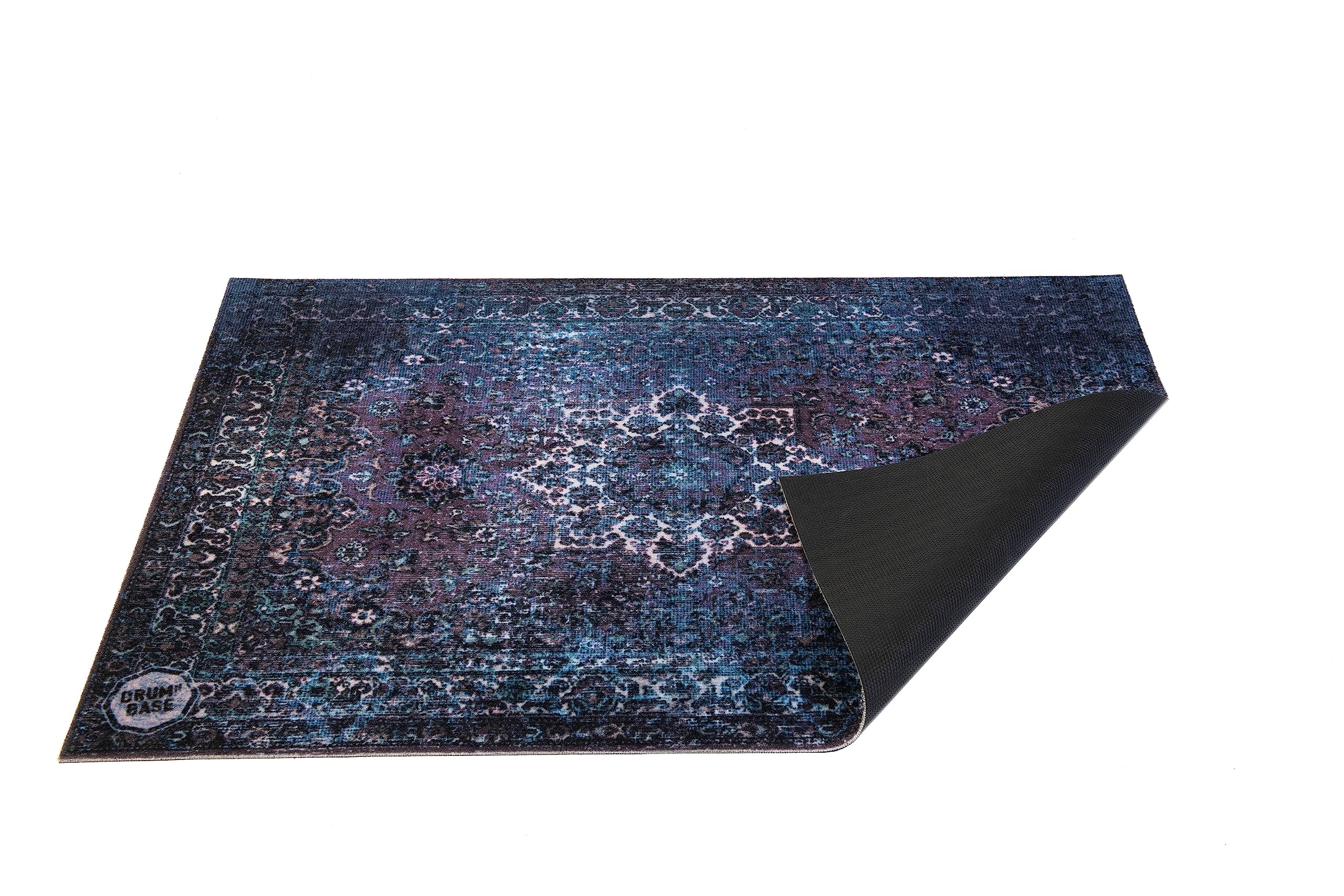 DRUM N BASE Bühnenmatte im persischen Vintage-Stil, rutschfest, wasserdicht, für Bühne oder Studio, zur Reduzierung von Vibrationen, Blau, 1,7 m x 90 cm