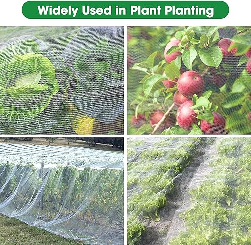 Miniatura 7 de Unves Red de jardín de 10 x 30 pies, mosquitera reutilizable para plantas, insectos, insectos, para proteger verduras, frutas, árboles, flores,