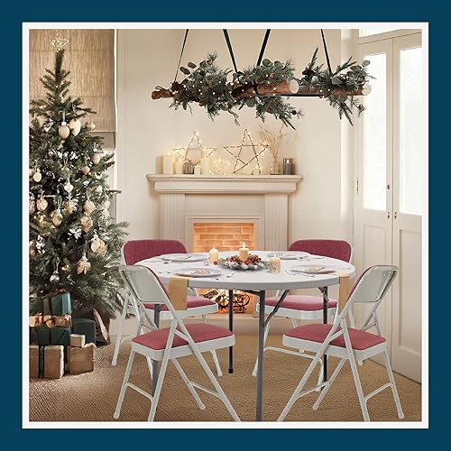 Miniatura 13 de OEF Furnishings Serie OEF2200 - Sillas plegables de doble bisagra acolchadas de tela de alta calidad para servicio pesado (paquete de 4, rojo