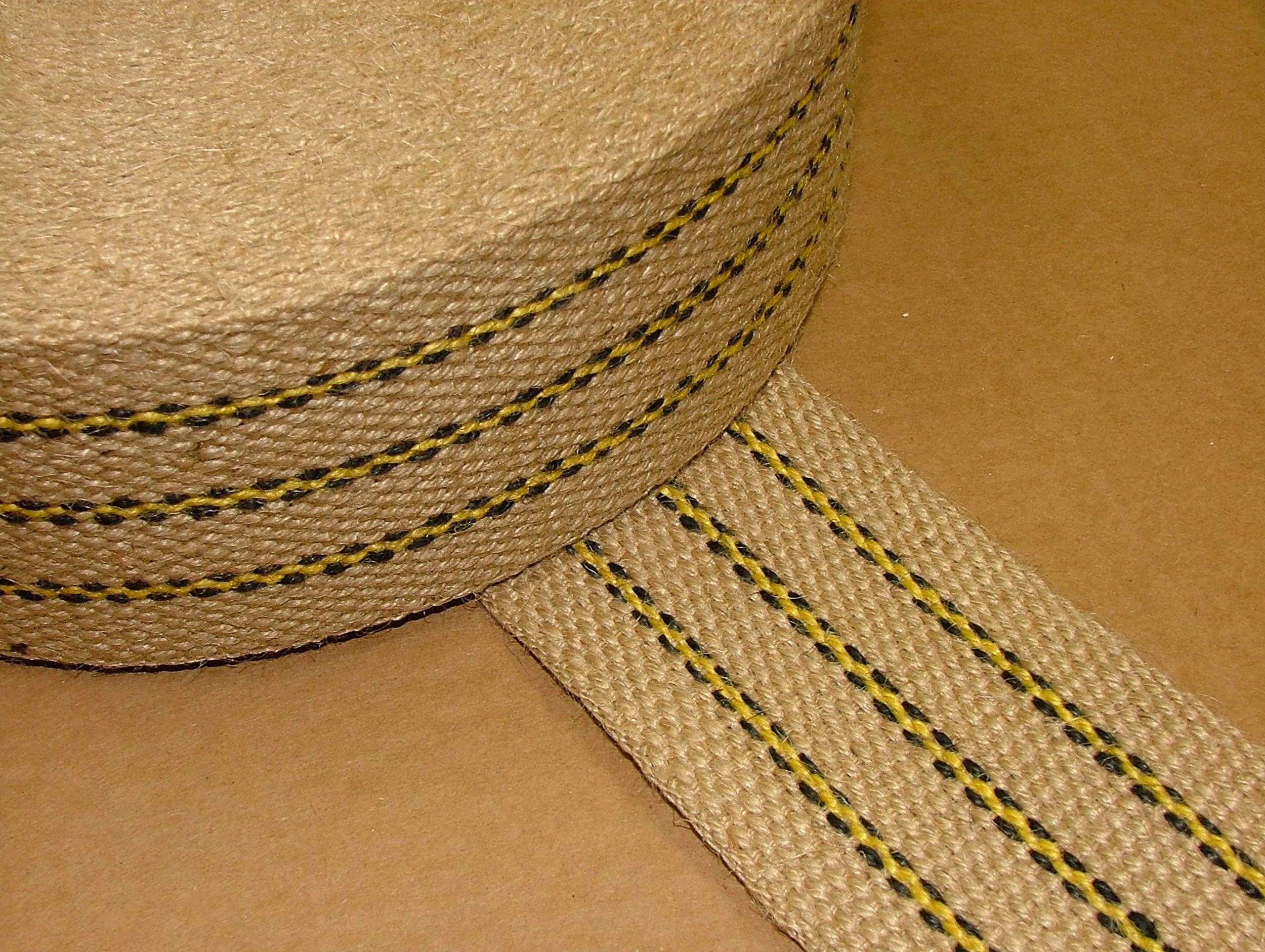 – Pandoras Upholstery 4 Metres Black & Yellow 14lb 70mm 2 3/4" Wide Extra Strong Woven Jute Hessian French Chair Upholstery Webbing