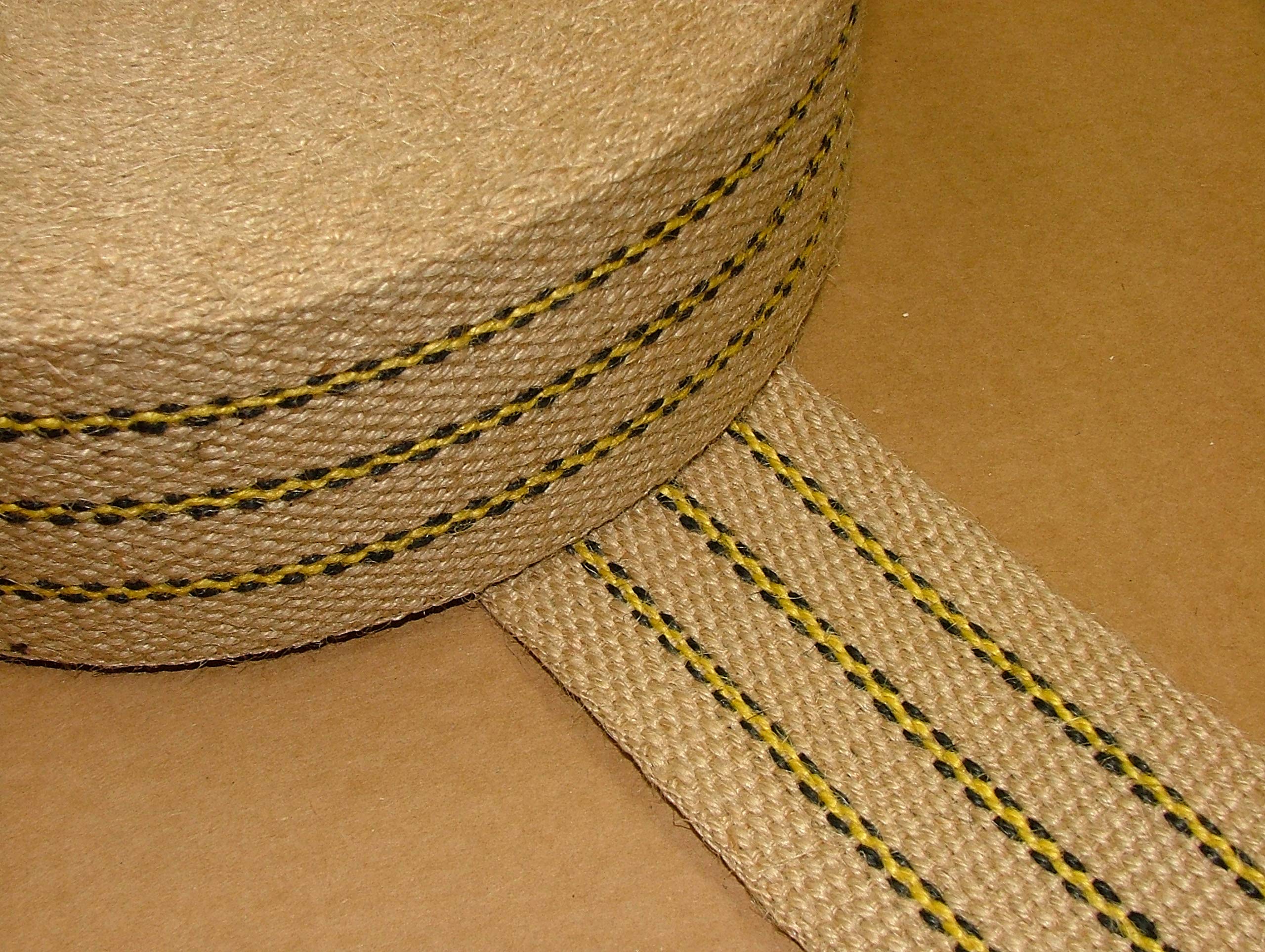 Pandoras Upholstery 4 Metres Black & Yellow 14lb 70mm 2 3/4" Wide Extra Strong Woven Jute Hessian French Chair Upholstery Webbing