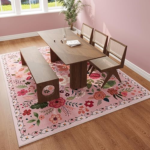 Miniatura 90 de Rugcomf Alfombra de pasillo para cocina, antideslizante, 2 x 6 pies, alfombras lavables con parte trasera de goma, alfombra floral suave para