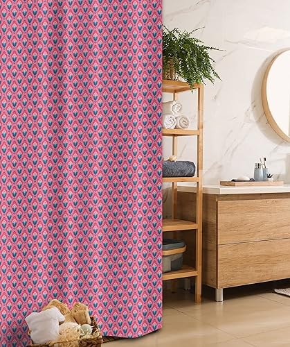 Ambesonne Floral Stall Shower Curtain, Repetitive Retro 70's Look Blush Flowers Geometric Illustration, Fabric Bathroom Decor Set with Hooks, 36" W