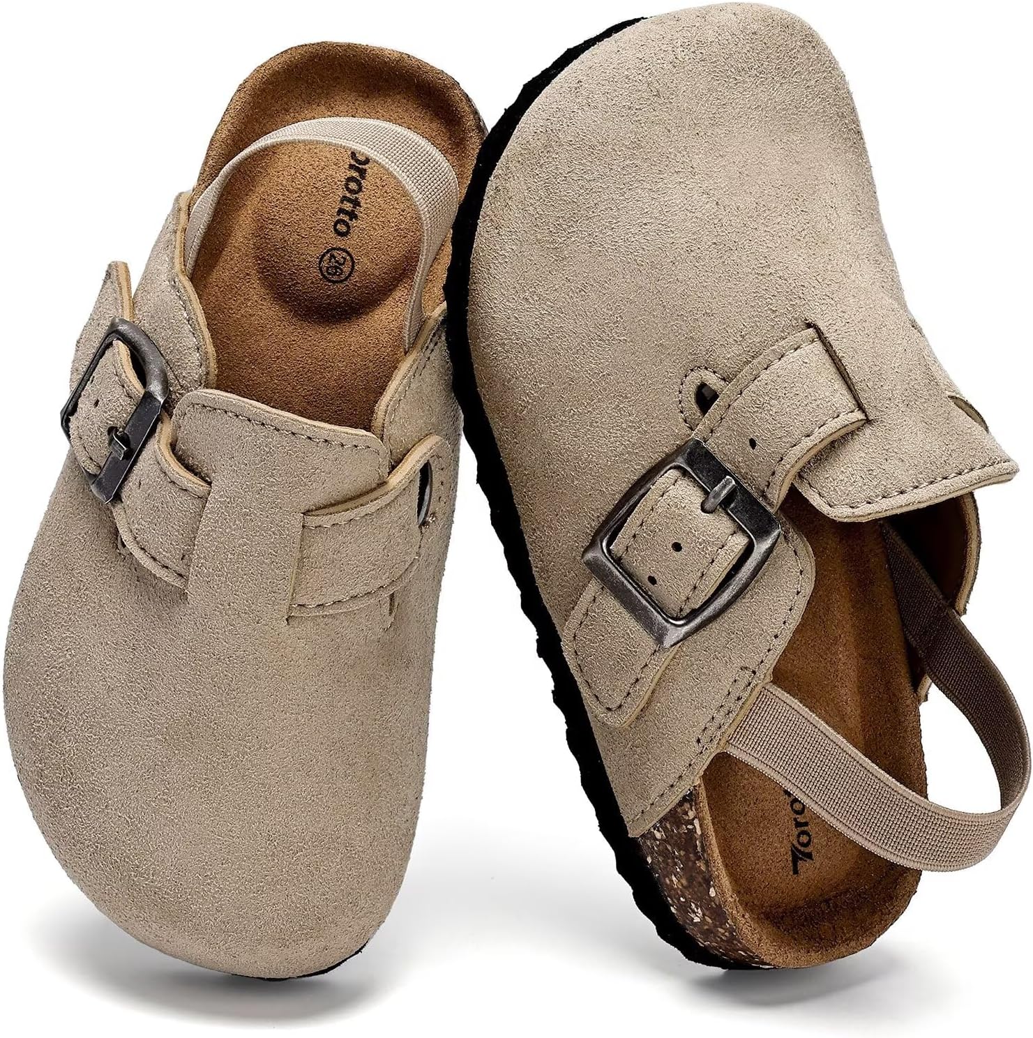 Torotto Kids Suede Clogs Toddler Boys Girls Cork Footbed Clogs with Arch Support & Adjustable Straps for Indoor & Outdoor - Image 6