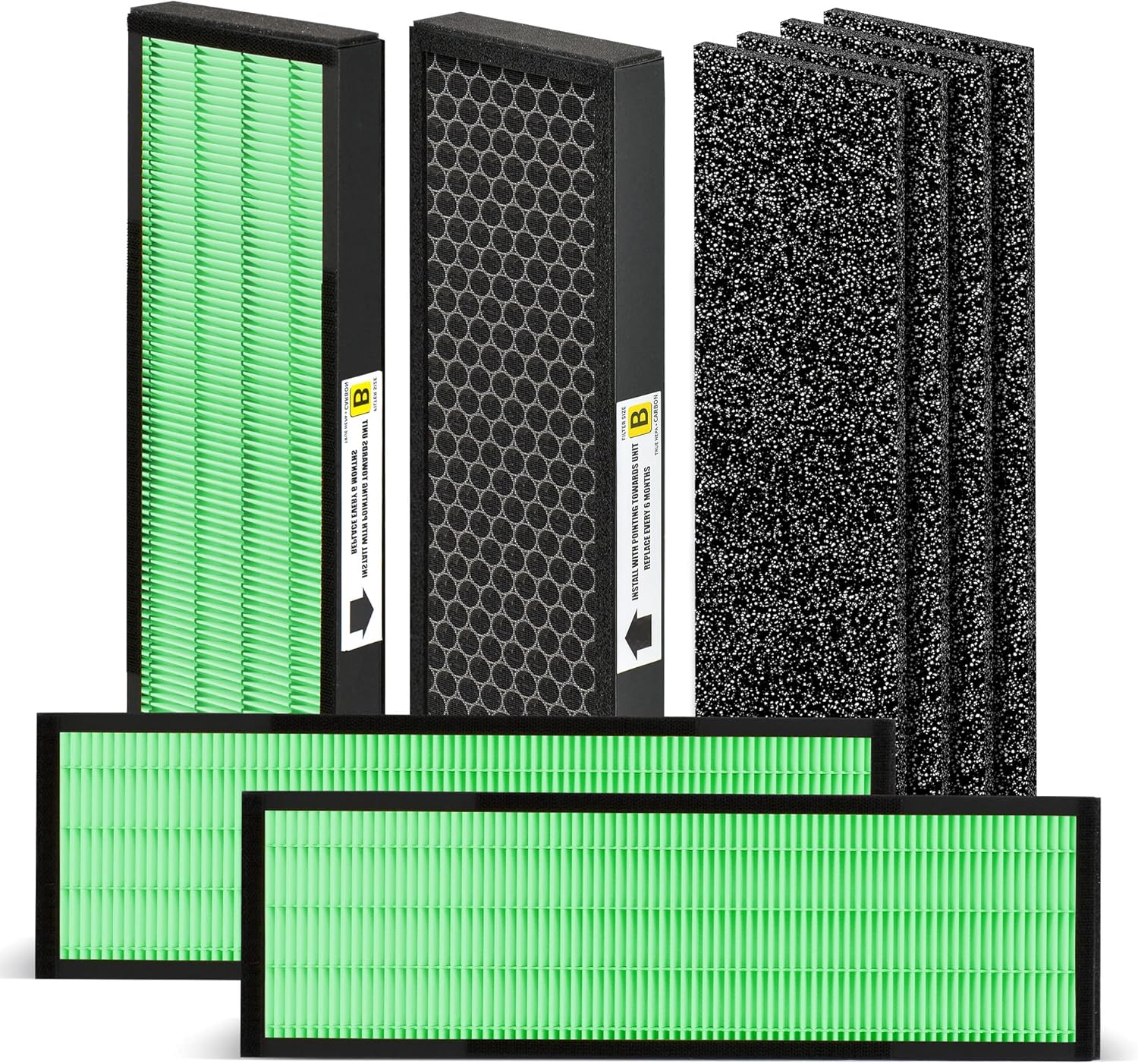 [Upgraded] Nisreen AC4825 HEPA Filter B Replacement Compatible with Guardian Filter B for Improving Moist Conditions, for Models AC4825E AC4850PT AC4900CA, 4 H13 HEPA and 4 Pre-Filters