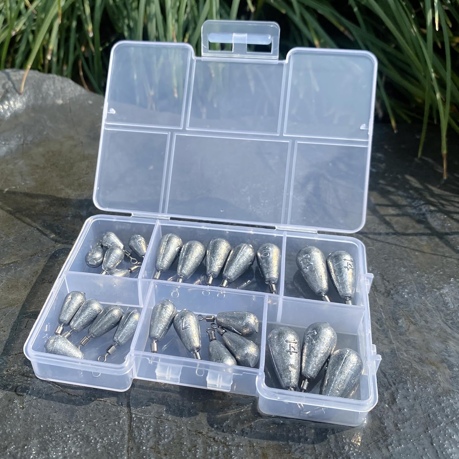 Fishing Weights Sinkers Kit Bass Casting Weights Drop Shot Weights with Swivel for Freshwater Saltwater Catfish Weights