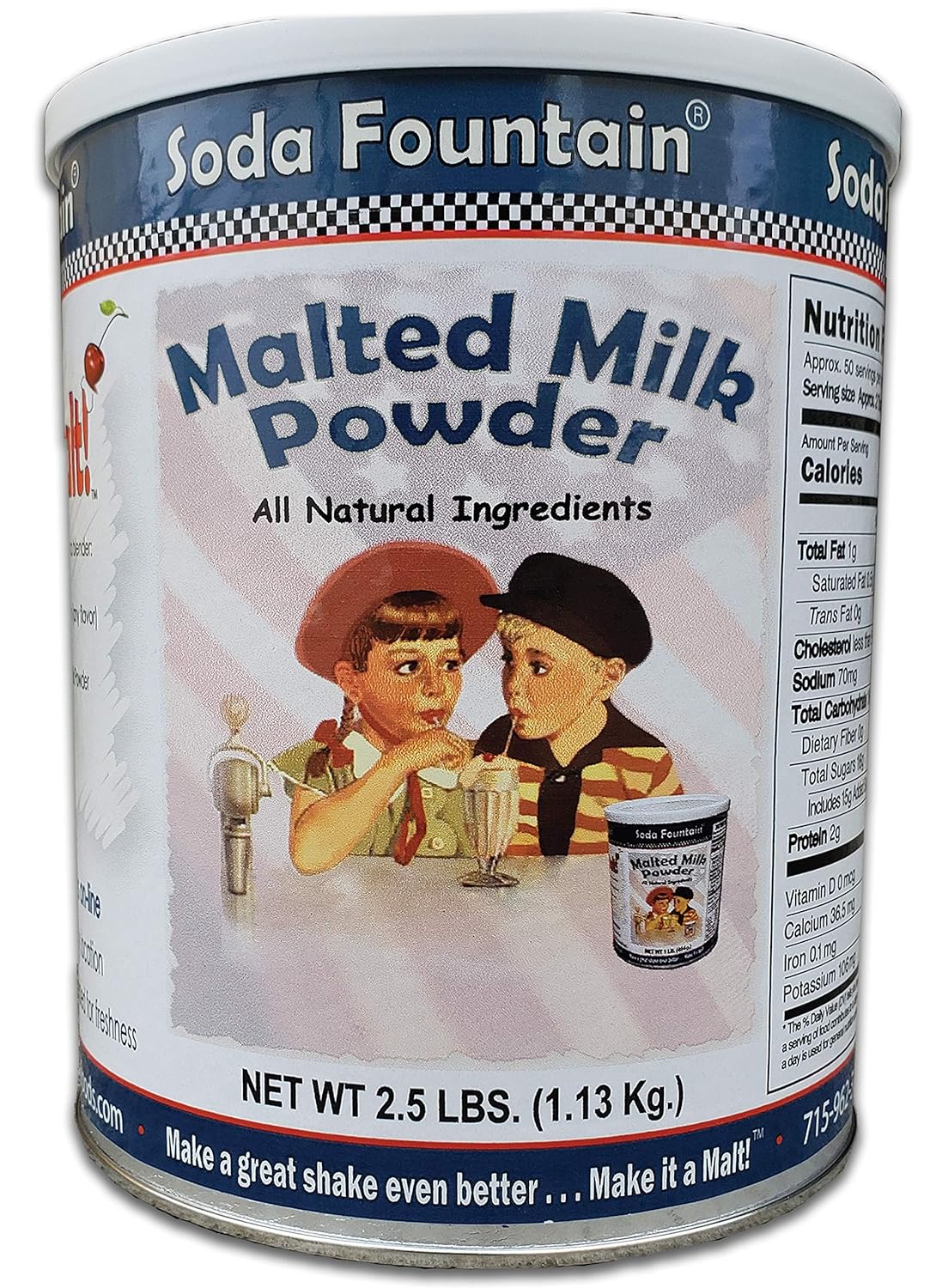 Soda Fountain Malted Milk Powder 2.5 Lb. (Single) - Malt Powder for Ice Cream and Baking - Made in Wisconsin