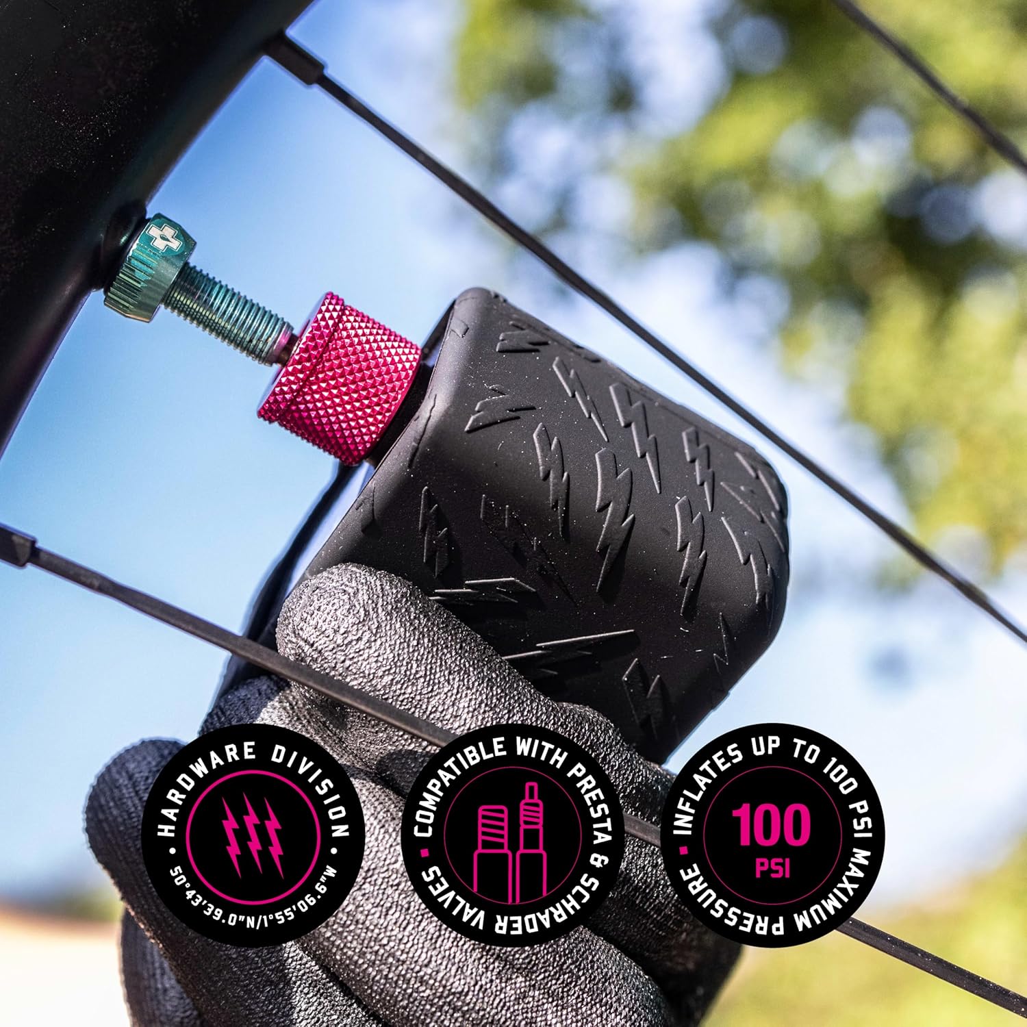 Muc-Off Airmach Electric Mini Inflator - Presta and Shrader Compatible Bike Pump - Rechargeable Electric Bike Pump for Road, Gravel, MTB and BMX Bikes