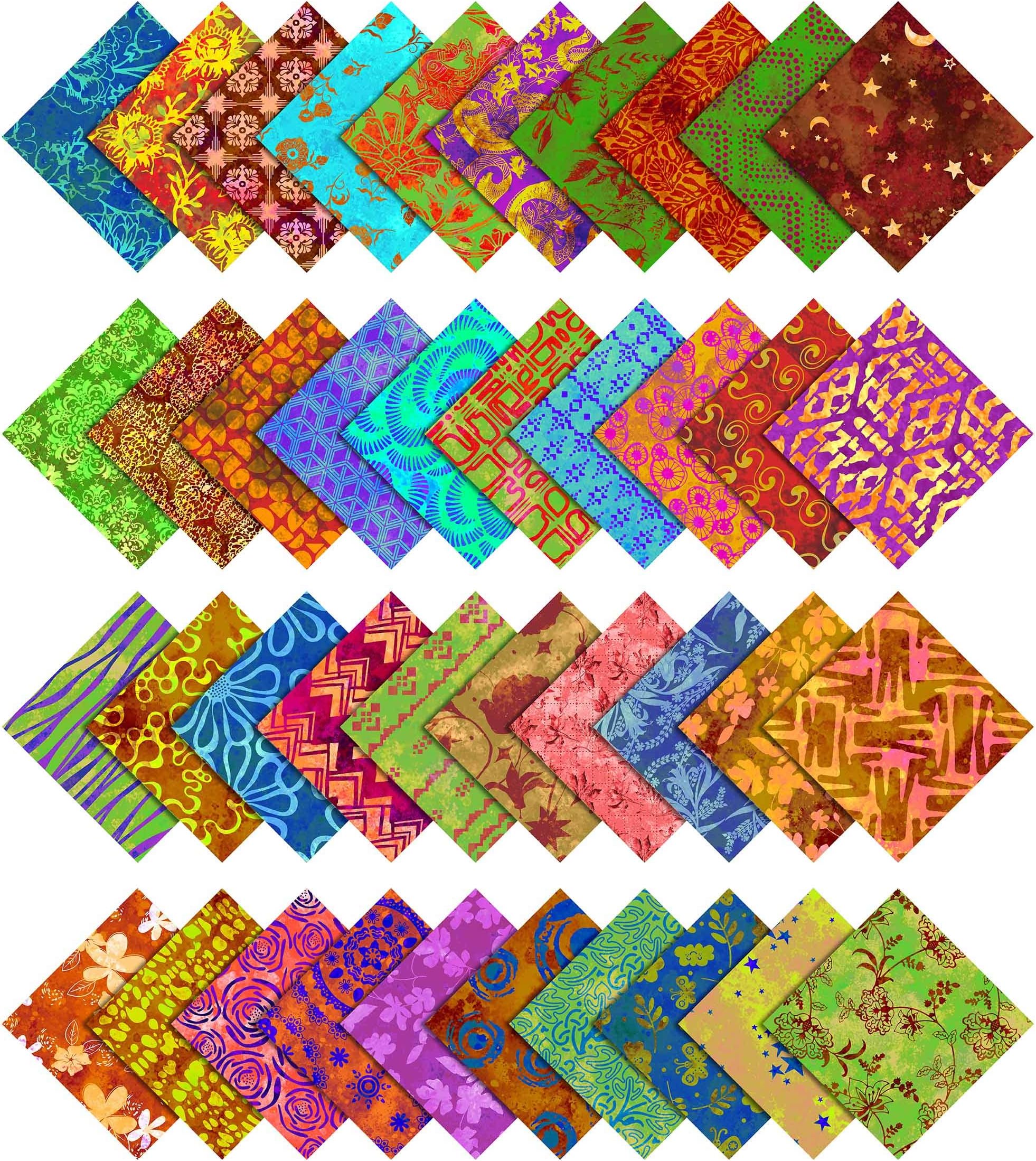 Soimoi Batik Print Precut 10-inch Cotton Fabric Quilting Squares Charm Pack DIY Patchwork Sewing Craft