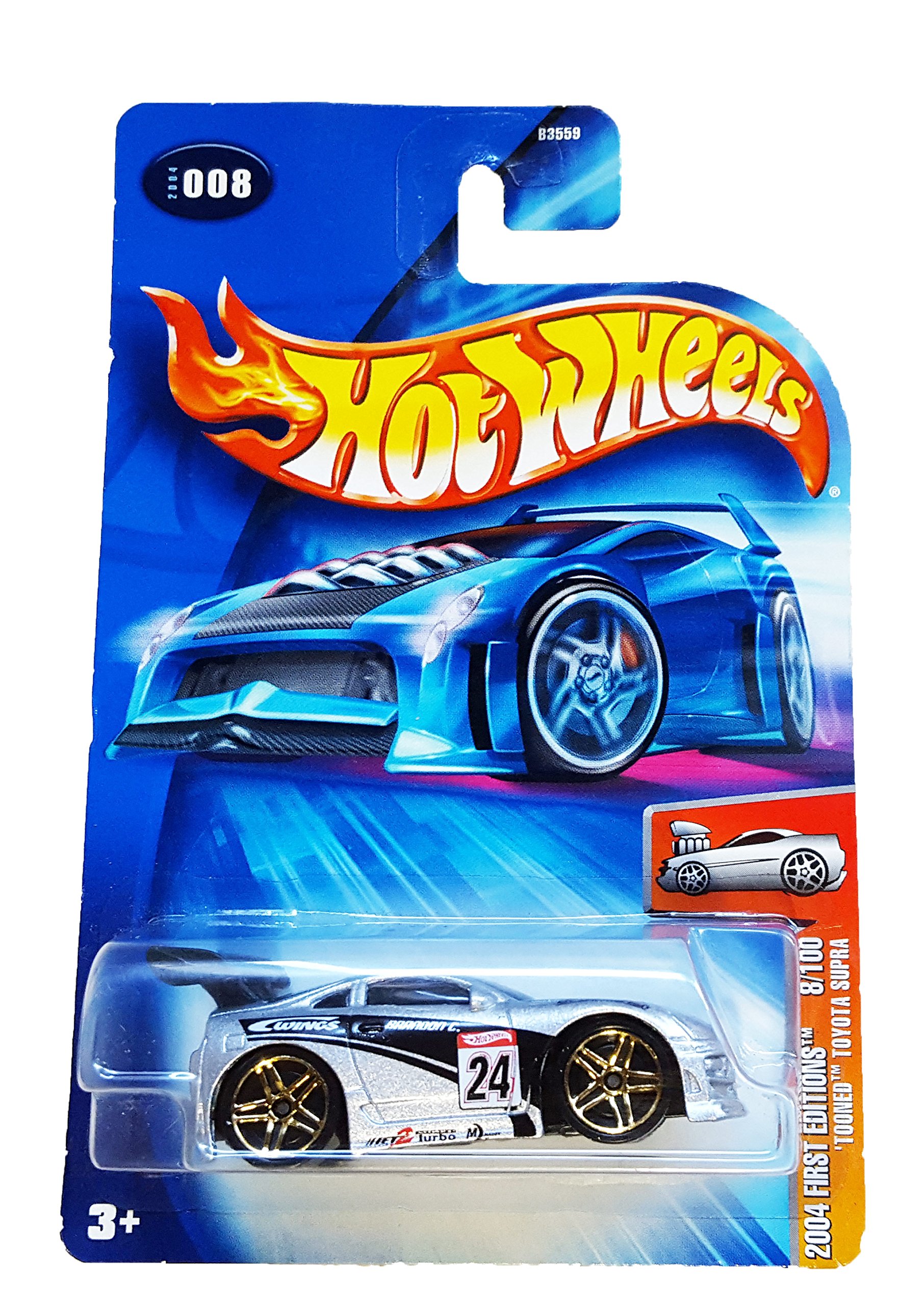 Hot Wheels 2004 First Editions Silver & Black Tooned Toyota Supra