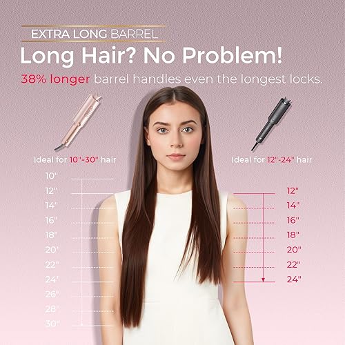 Miniatura 3 de TYMO CurlPro Plus - Rizador giratorio automático mejorado, varita rizadora de barril largo para cabello largo, rizador de pelo de cerámica para