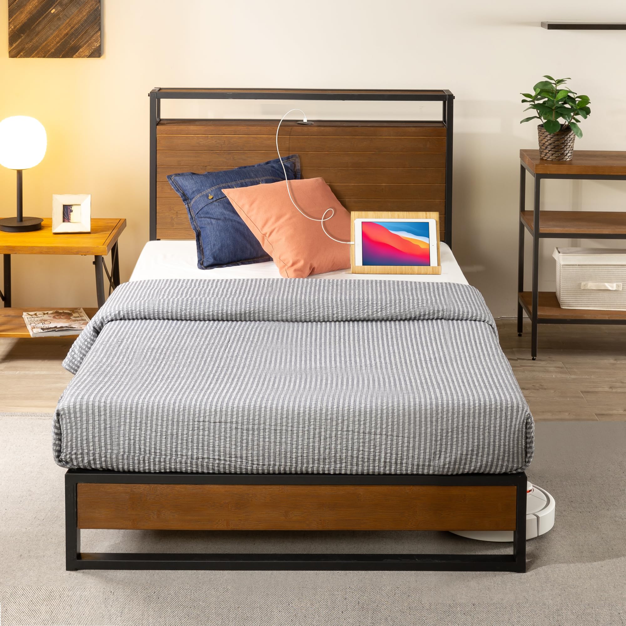 Amazon.com: Zinus Suzanne Bamboo and Metal Platform Bed Frame with