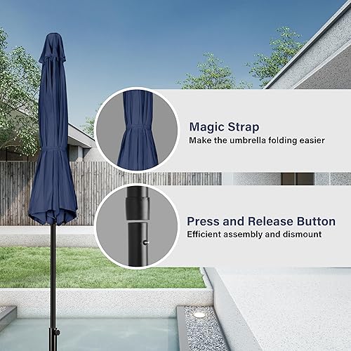 Vista 69 de Simple Deluxe Sombrilla de patio de 9 pies con botón de inclinación/manivela