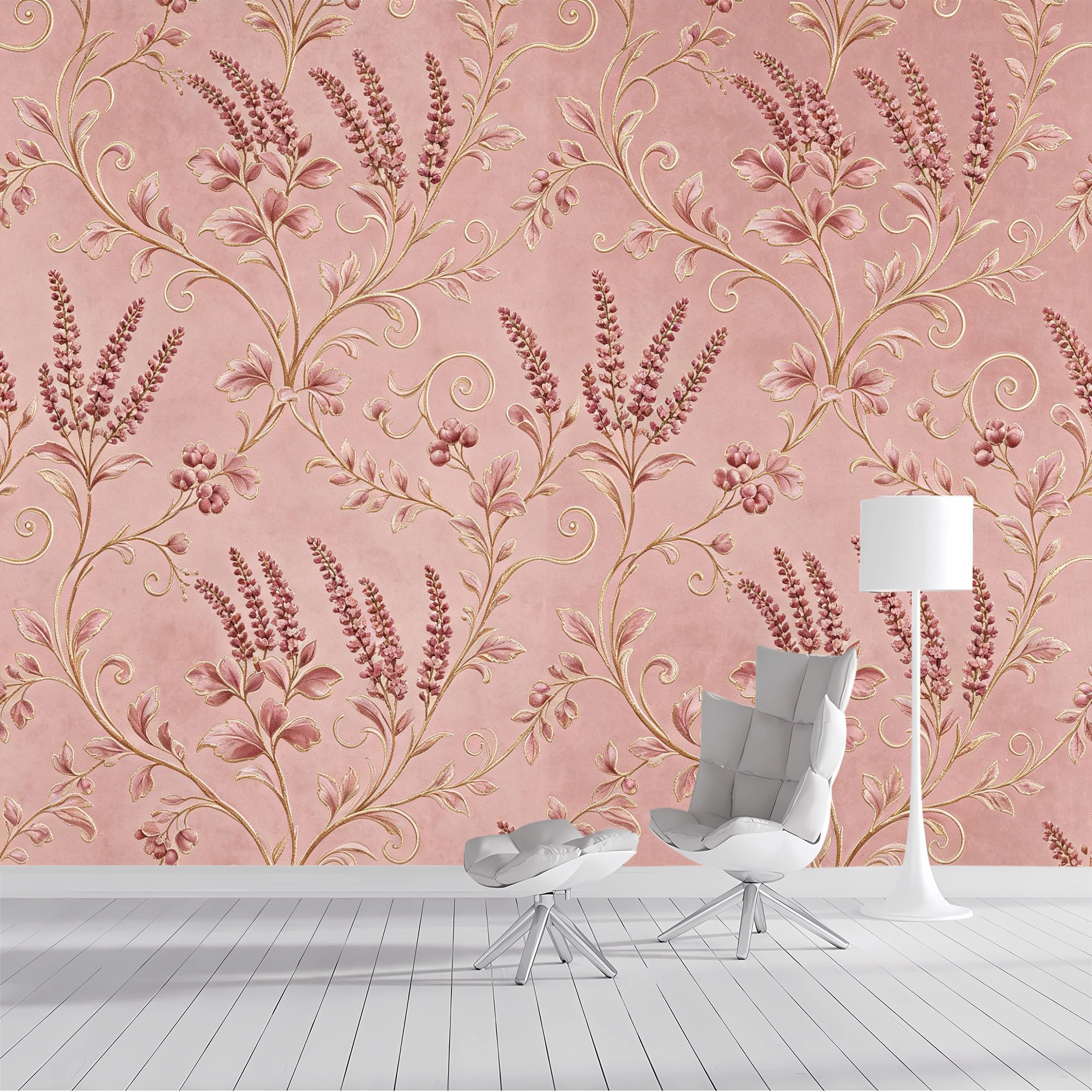 Custom Size Wall Mural Floral Botanical Lavender Watercolor SelfAdhesive Wall Fabric Removable Peel and Stick Wallpaper Wall Decor for Living Room Bedroom Bathroom