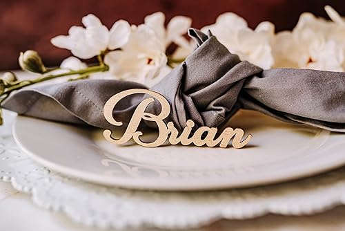 Miniatura 2 de Etiquetas de nombre de madera personalizadas para colocar lugares, tarjetas de lugar personalizadas para bodas, despedidas de soltera y eventos,