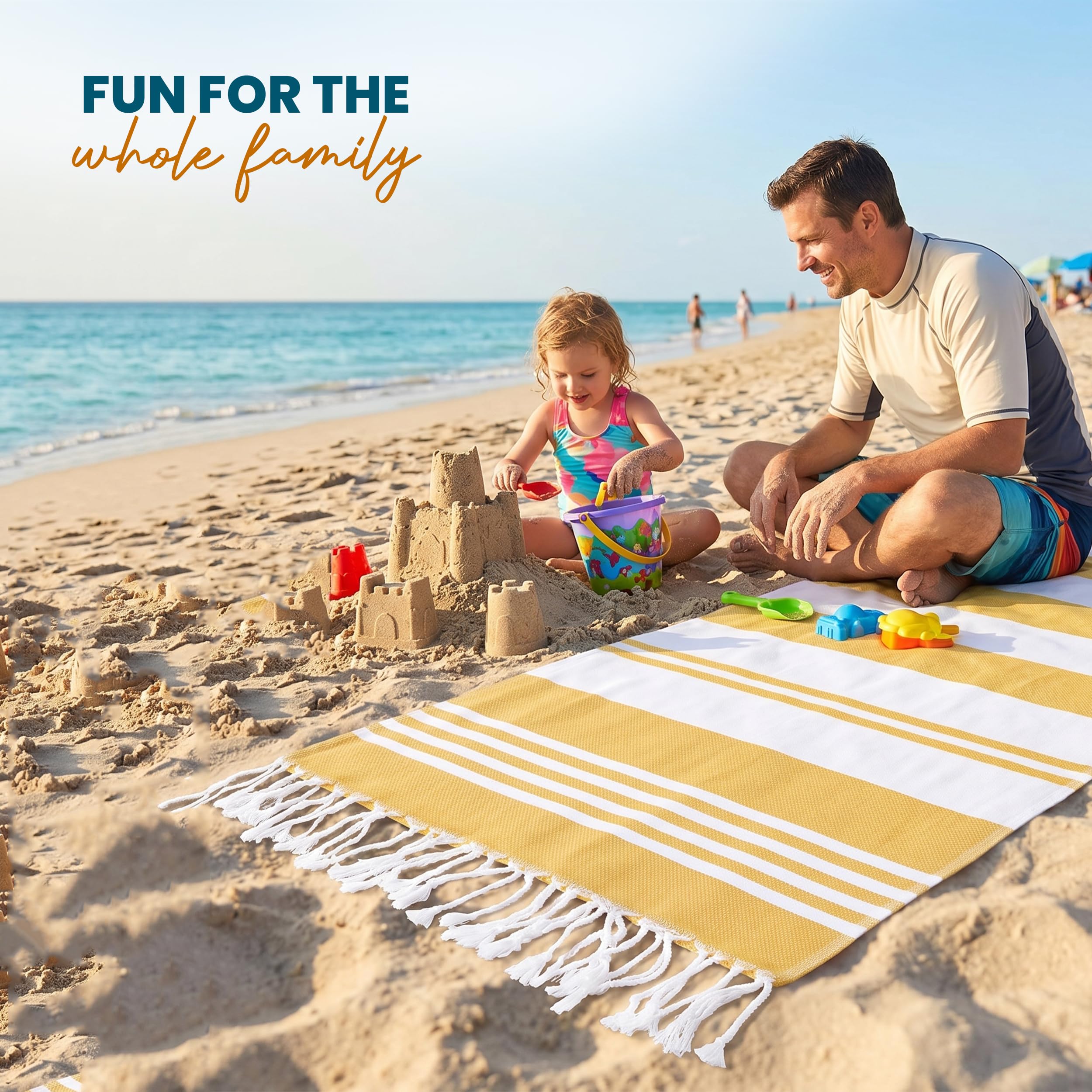 Utopia Towels - Confezione da 4 teli mare turchi, 102 x 183 cm, 100% cotone, oversize, antisabbia, leggero, asciugatura rapida, prelavato per una sensazione morbida, da viaggio, marrone chiaro
