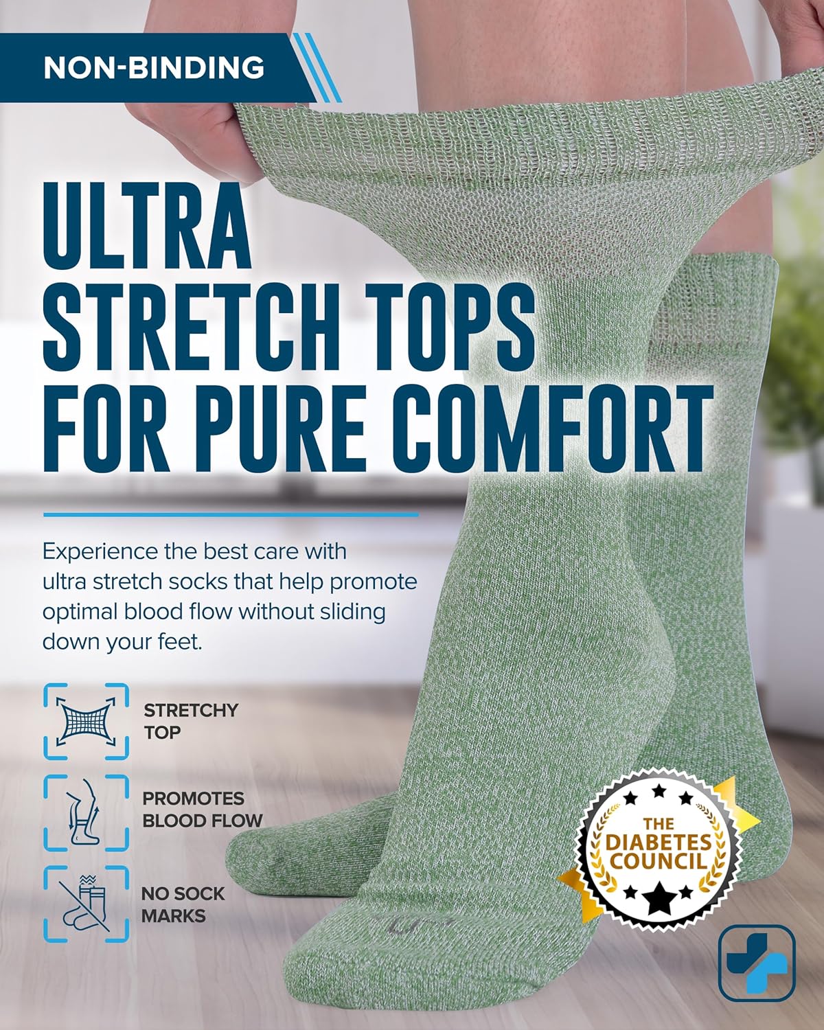 Doctor's Select Bamboo Viscose Diabetic Socks Women - 4 Pairs Crew Womens Diabetic Socks Size 6-9 - Image 2