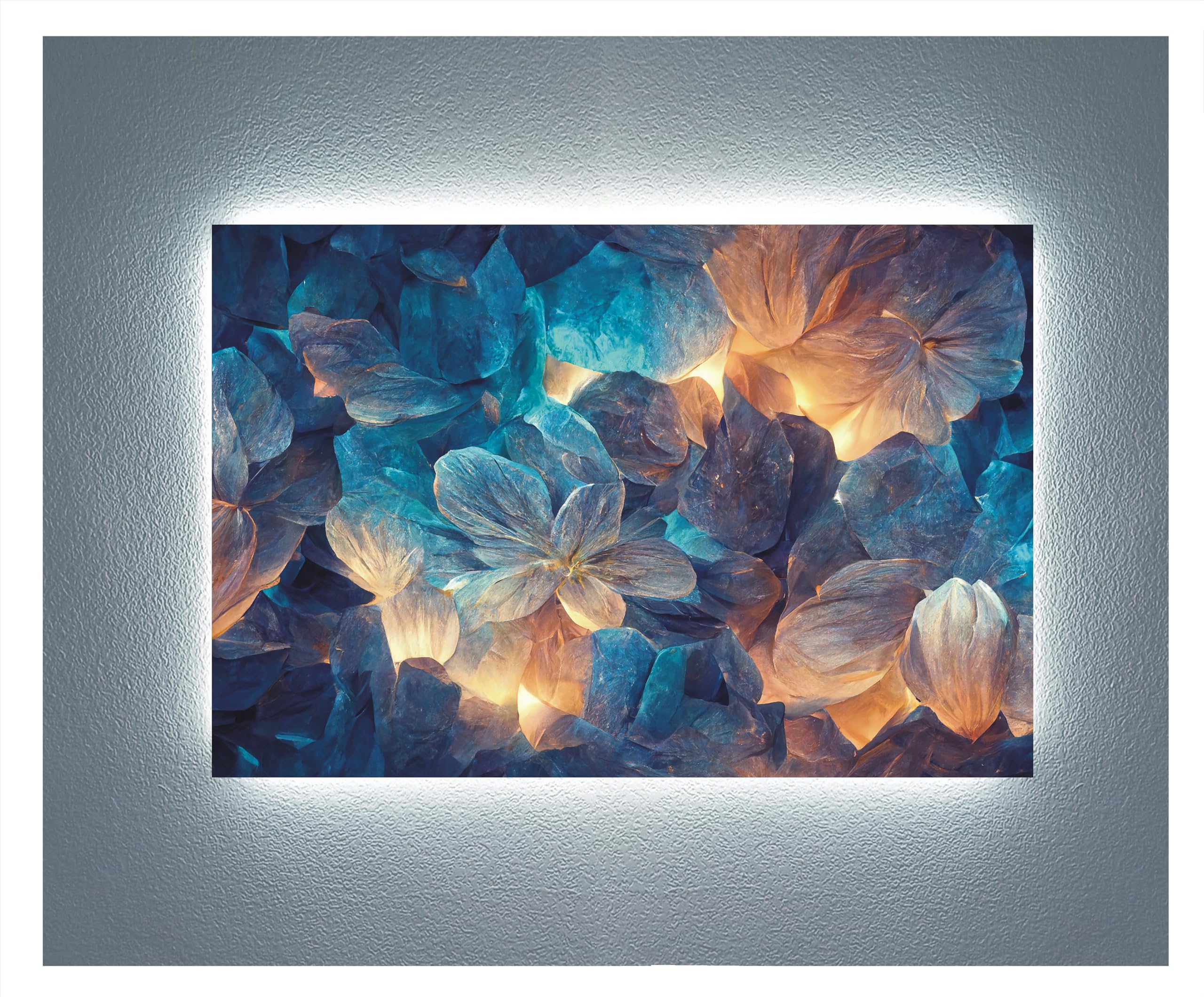 Tableau méthacrylate fleurs translucides avec éclairage LED latéral