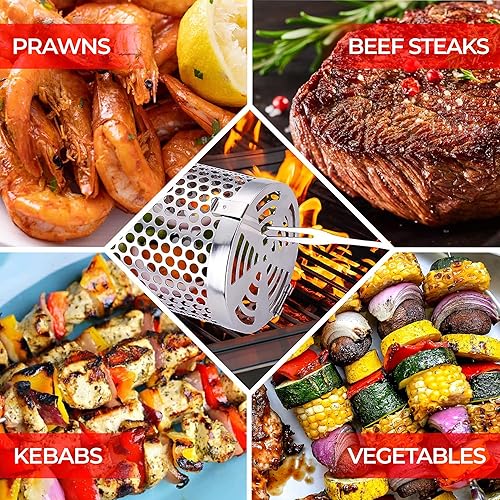 Miniatura 8 de Cesta enrollable actualizada para parrilla  Accesorios para parrilla  Cesta rodante para barbacoa  Cestas de parrilla portátiles para parrilla al