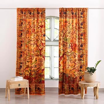 Popular Handicrafts Indian Hippie Bohemian Beautiful- Tree of Life- Tie Dye Mandala Drapery Bedroom Living Room Balcony Curtain Panels