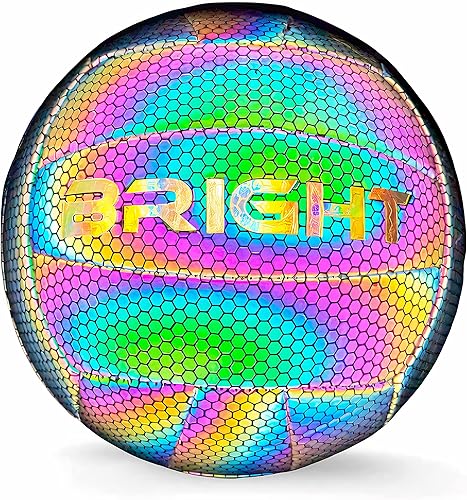 BRIGHT The Luminous Voleibol Reflectante Holográfico Voleibol que brilla en la oscuridad Niños y adultos Unisex BlancoNegroRosaAzulAmarillo