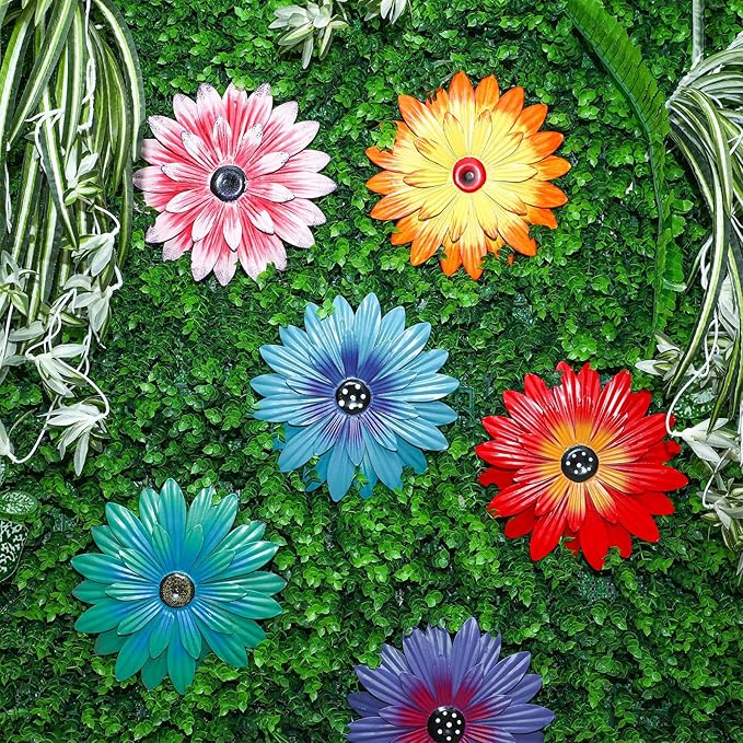 Zhehao 6 Piezas Decoración Pared Metal Flor Girasol 20 cm miniatura 2
