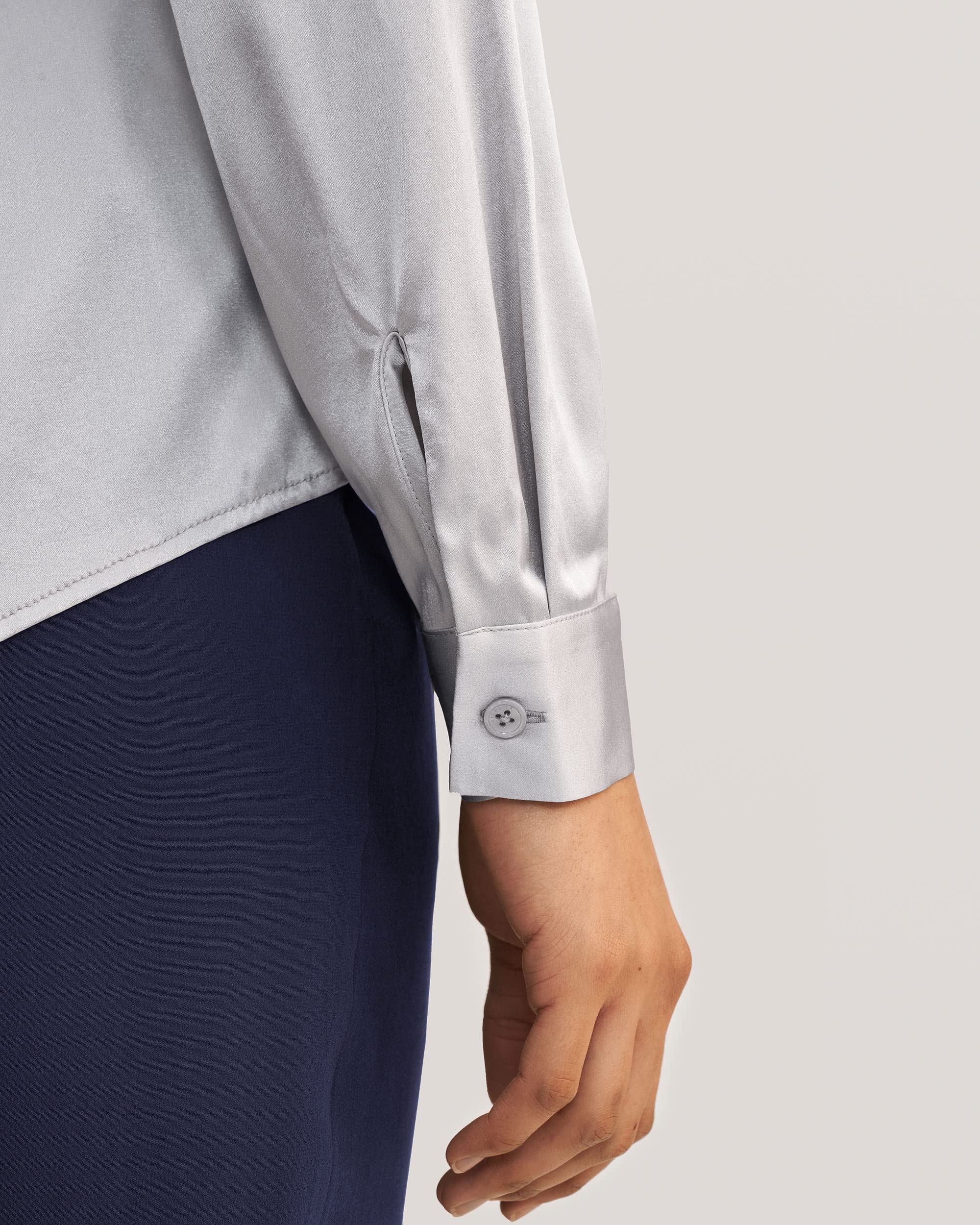 LilySilk Frauen Seide Hemdbluse Damenhemd Shirt Langarm Kragen Klassische Bluse mit V-Ausschnitt für Arbeit oder Freizeit