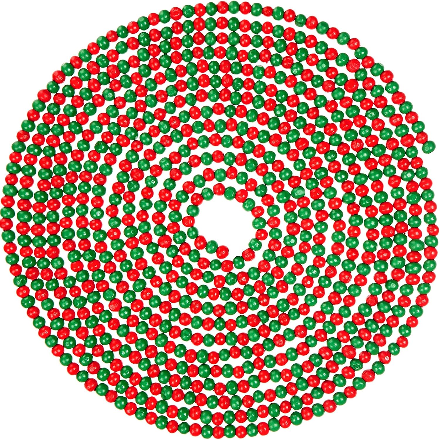 Wooden Bead Garland Red Round Bead Wreath Christmas Party Holiday Decorations (Wine Red, Dark Green,1)