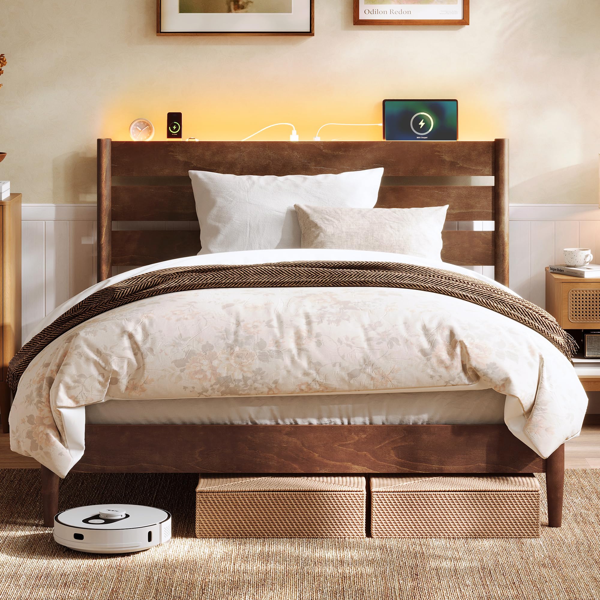 Amazon.com: SONGMICS HOME Full Bed Frame with Solid Wood