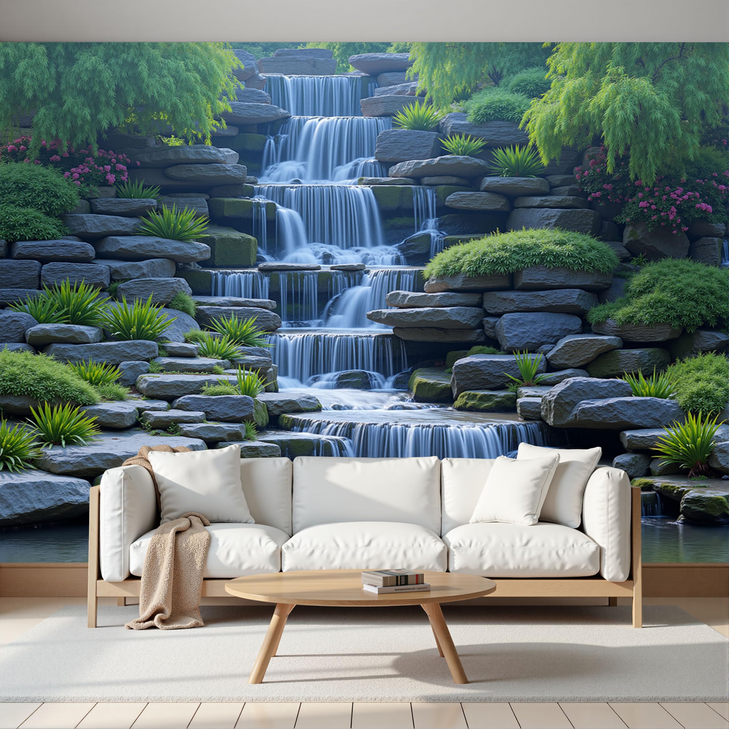 Papier peint panoramique paysage pour agrandir une pièce sombre fresque 3D