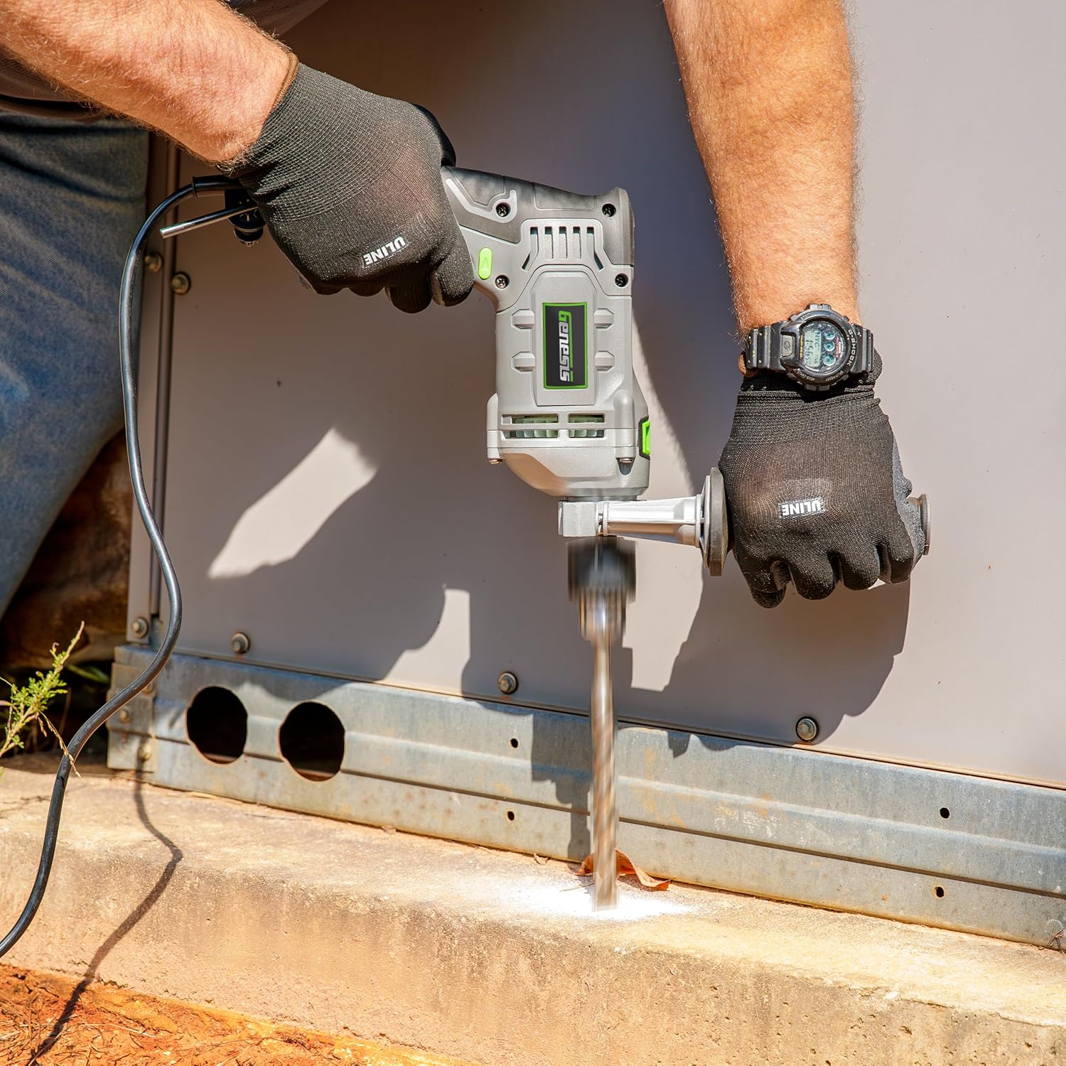 Genesis 7.5 Amp 1/2 Variable Speed Heavy-Duty Hammer Drill with Depth Gauge, Chuck Key, Auxiliary Handle GHD1275B