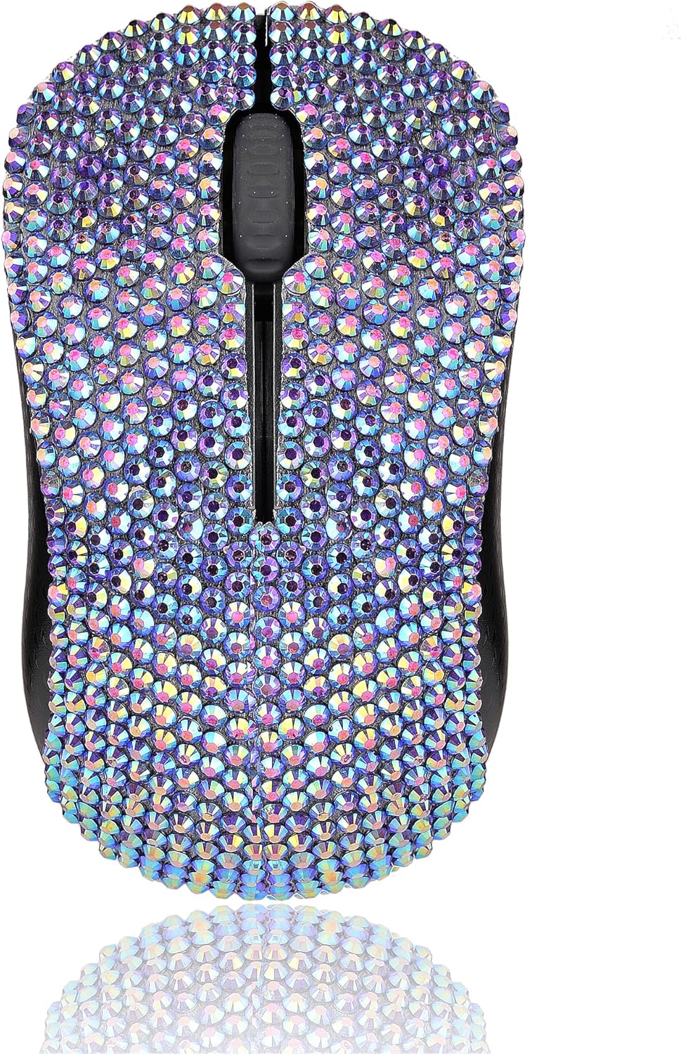 Luxury Bling Rhinestone Compact Wireless Keyboard Mouse, 2.4GHz Ultra Thin Small Wireless Keyboard Mouse Combo for Desktop, Laptop - AB Purple