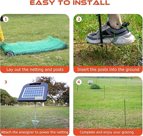 Miniatura 5 de Red de valla eléctrica/valla de malla de ovejas de doble punta con 3 pies de altura x 164 pies de longitud, verde