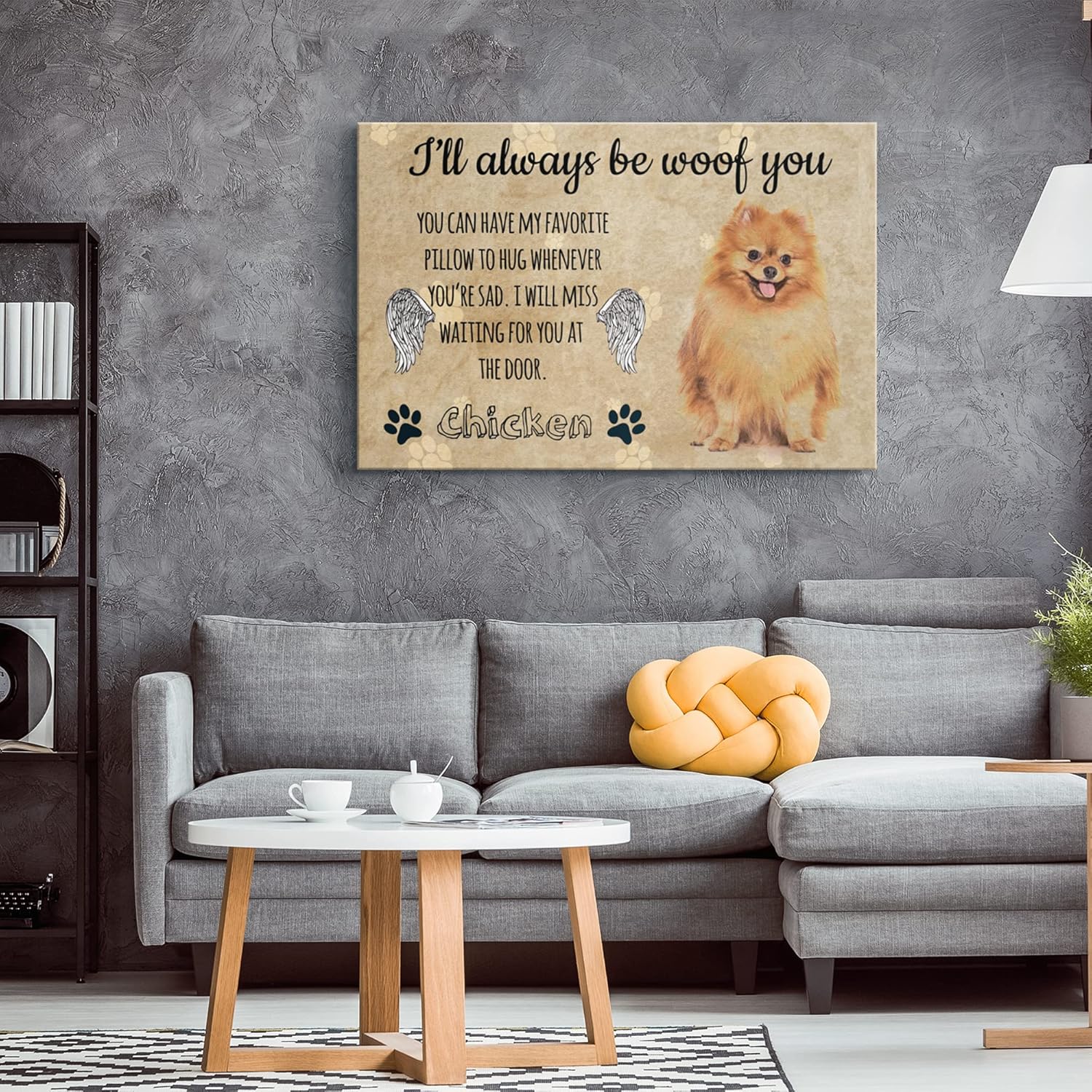 Personalized Pet Memorial Poster for Dog Mom Dad Customized Dog Picture Remembrance Sympathy Canvas Wall Art for Pet Owners Personalized Pet Loss Bereavement Framed Wall Decoration (18x24 Framed)