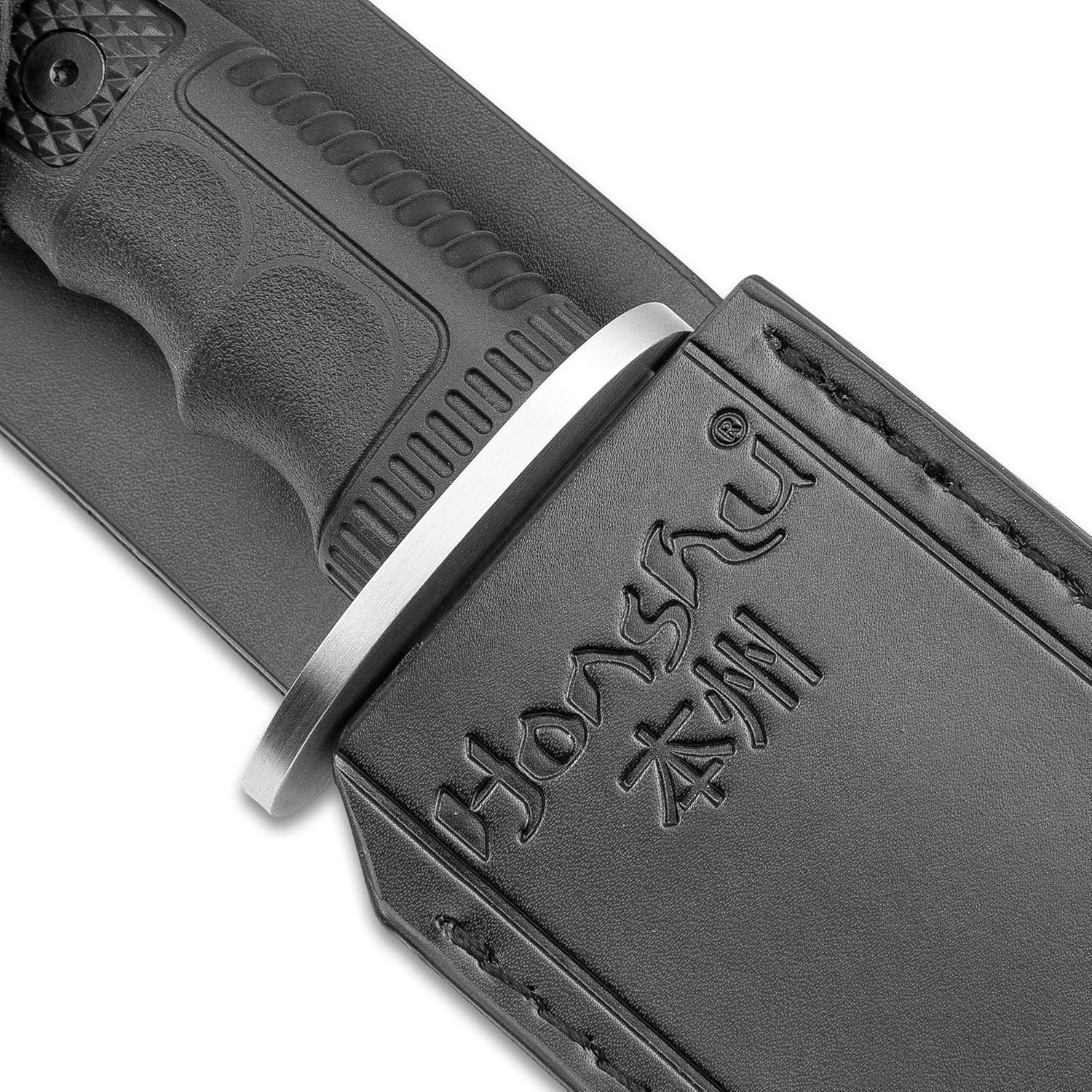 Honshu Boshin Toothpick Knife With Sheath - 7Cr13 Stainless Steel Blade, Contoured TPR Handle, Lanyard Hole - Length 18 3/4"