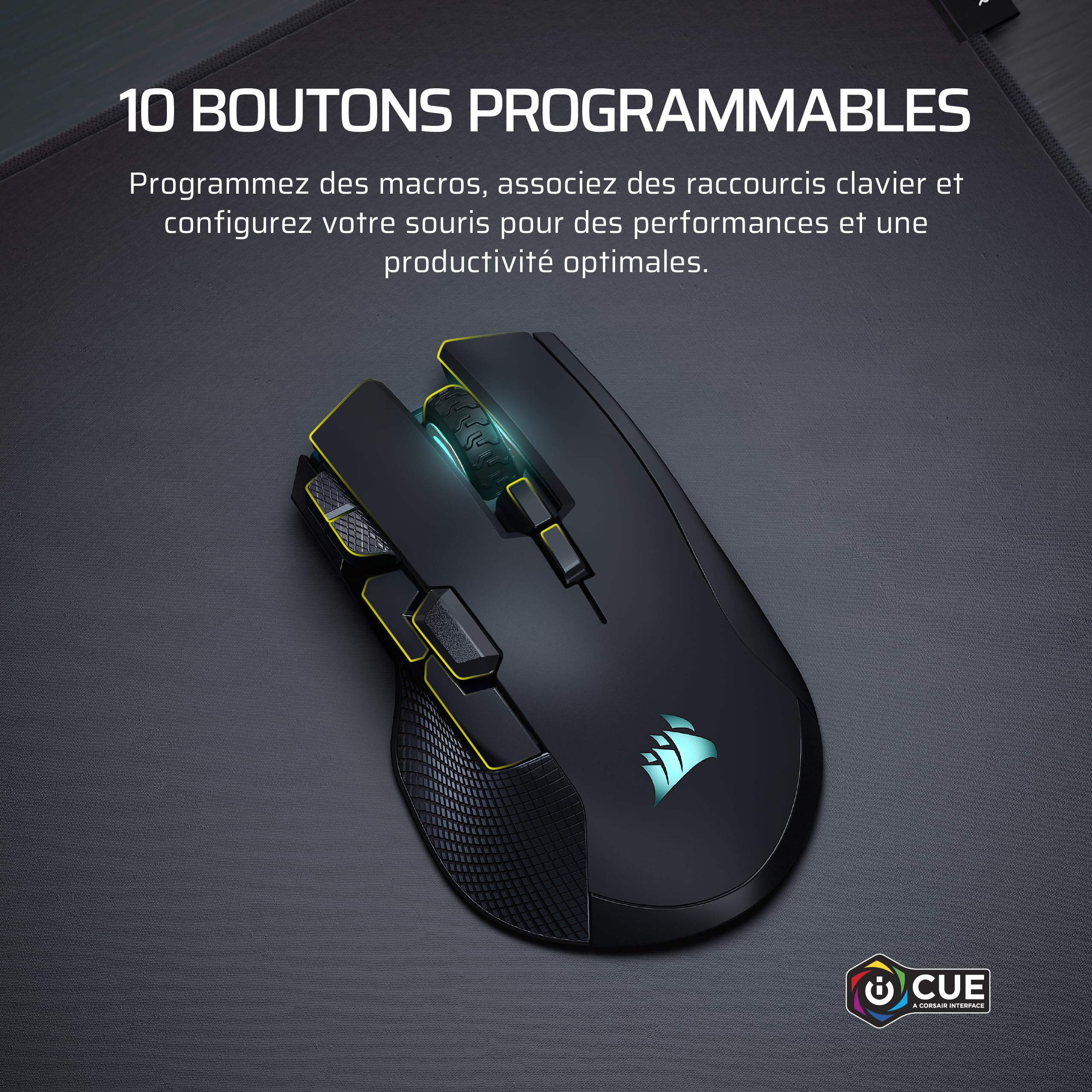 Corsair IRONCLAW Wireless SE (2026) Souris Gaming – Noir | 26 000 DPI, Forme Ergonomique pour Les Grandes Mains, 10 Boutons Programmables, pour MOBA, FPS, MMO