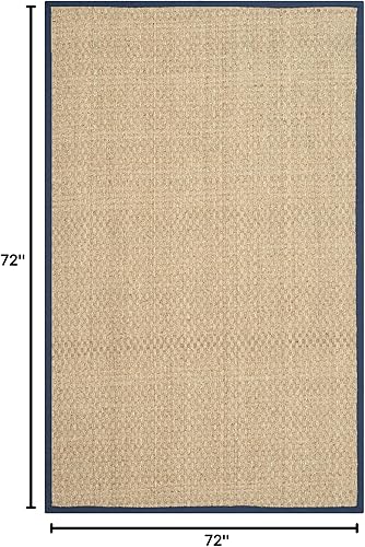 Vista 734 de Safavieh NF114A Natural Fiber Collection - Alfombra de fibras naturales de patrón trenzado, varios colores (5 x 8 pies), Fibras naturales, azul