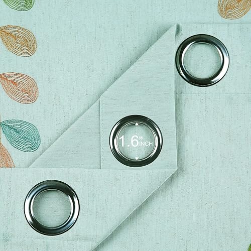 Miniatura 4 de VOGOL Cortinas de ventana de poliéster de 63 pulgadas de largo, 60% hojas opacas bordadas, tratamientos de ventana para dormitorio, ojales