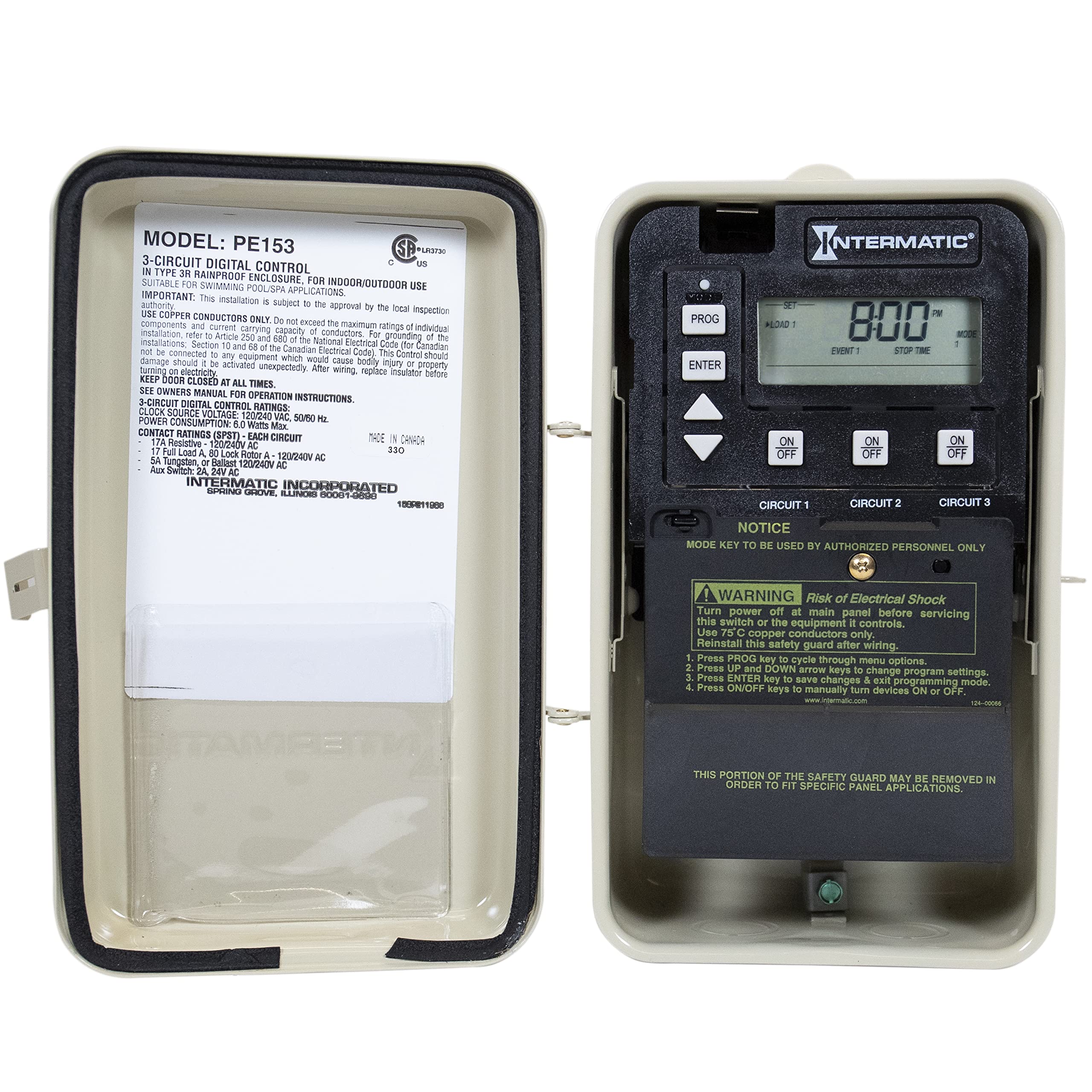 Intermatic PE153F Digital Clock Metal Enclosure Freeze Protection