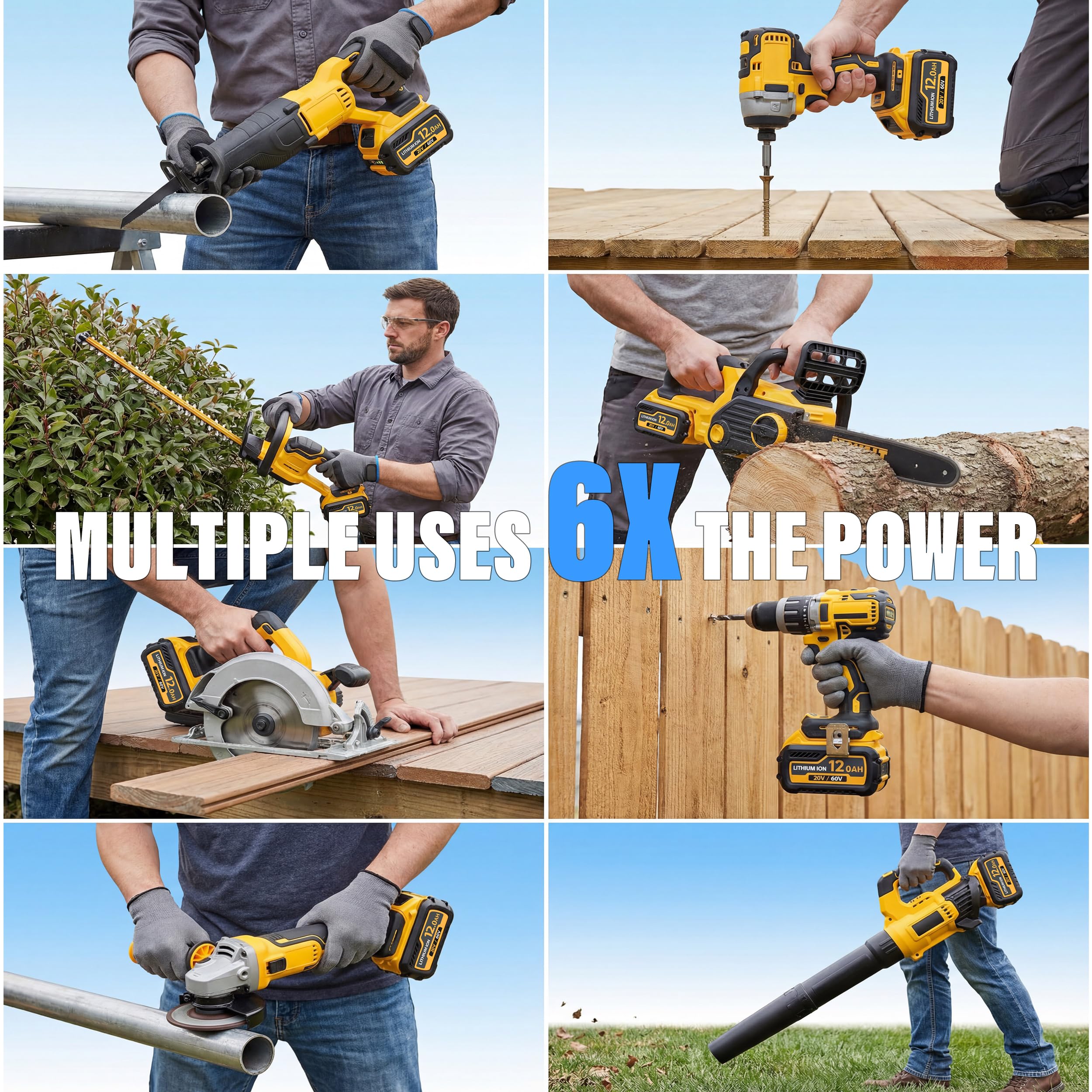 Upgraded 2-Packs 12000mAh High Capacity Replacement for Dewalt 20V 60V Max Battery Compatible with DCB606 DCB609 DCB612 DCB200 — view 8