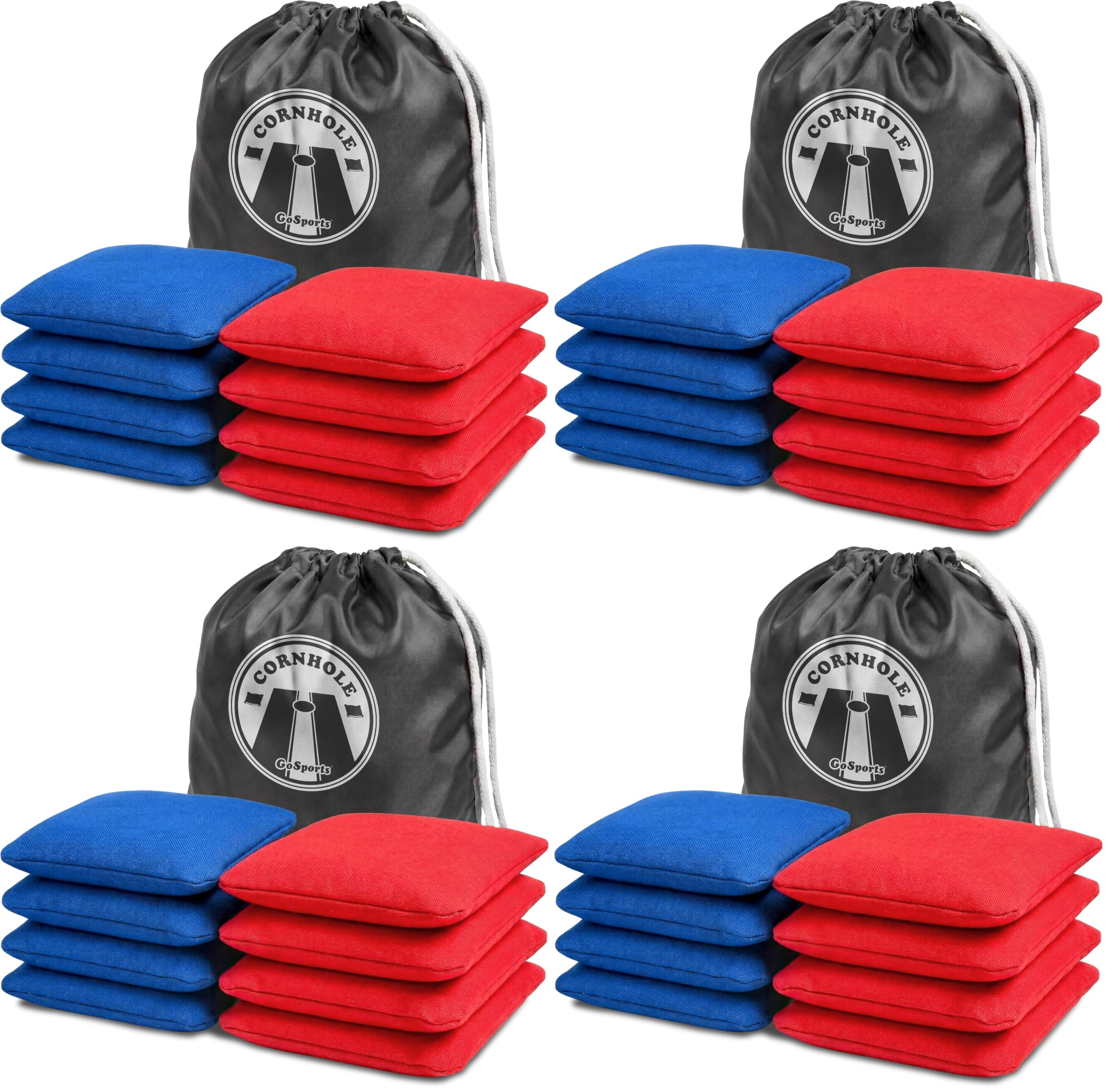 GoSports Official Regulation Cornhole Bean Bags Set of 8 – for Fun Casual Cornhole Games - All Weather - American Stars and Stripes or Red and Blue