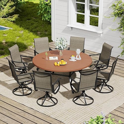 Miniatura 38 de VICLLAX Muebles pequeños de exterior de 3 piezas, 2 sillas giratorias de patio y mesa redonda pequeña para 2, sillas de carbón oscuro y negro Carbón