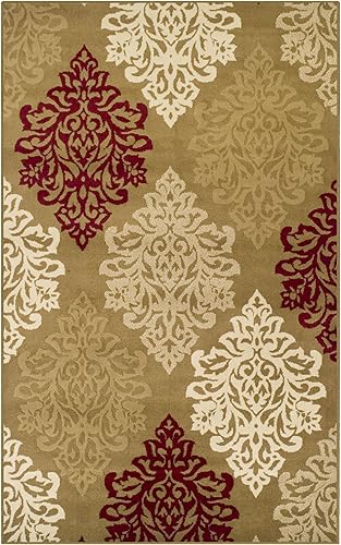 Superior Danvers Collection - Alfombra moderna y elegante diseño de damasco, altura de pelo de 0.394in con respaldo de yute, alfombras