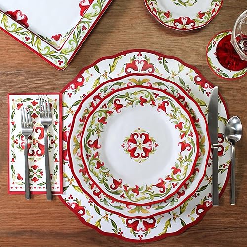 Vista 15 de Le Cadeaux Plato de ensalada de melamina de 9 pulgadas, juego de 4, Palermo