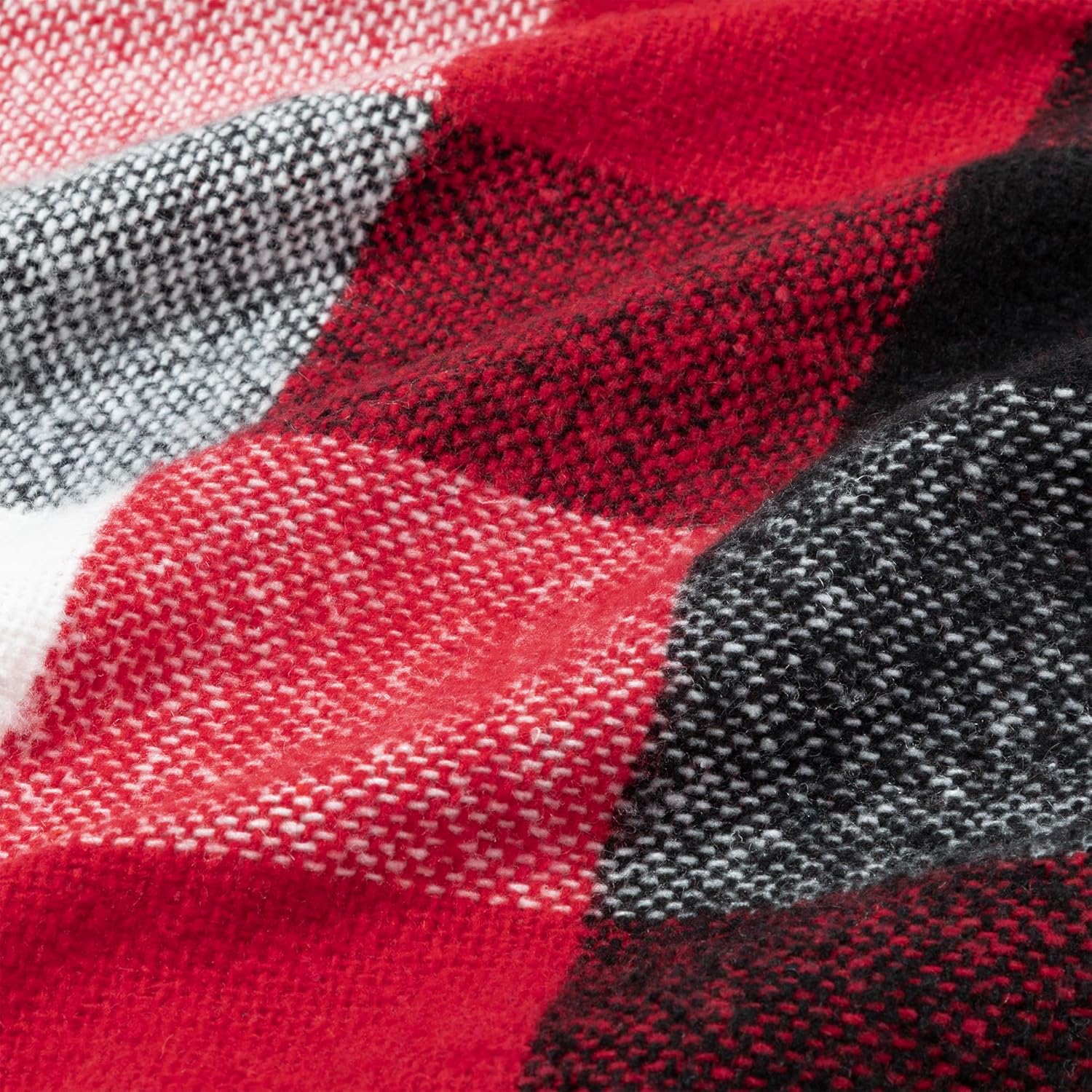 Ukrainian Wool Fringed Throw Blanket Soft Cozy Warm Lightweight Plaid Design 55 x 78 Elegant Home Decor Made in Ukraine (Red & Black)