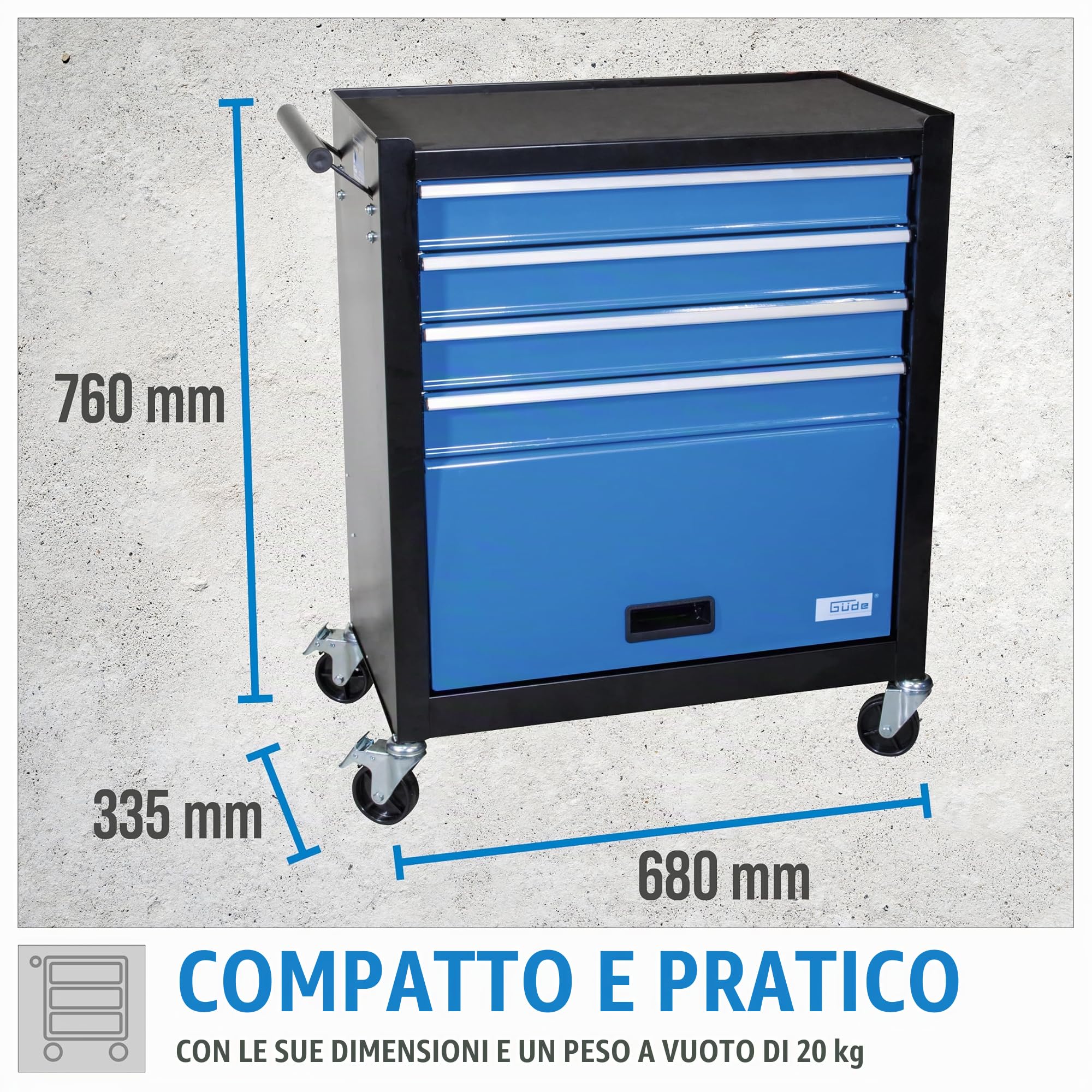 Güde Carrello da officina GW 4.1, 35 x 68 x 76 cm