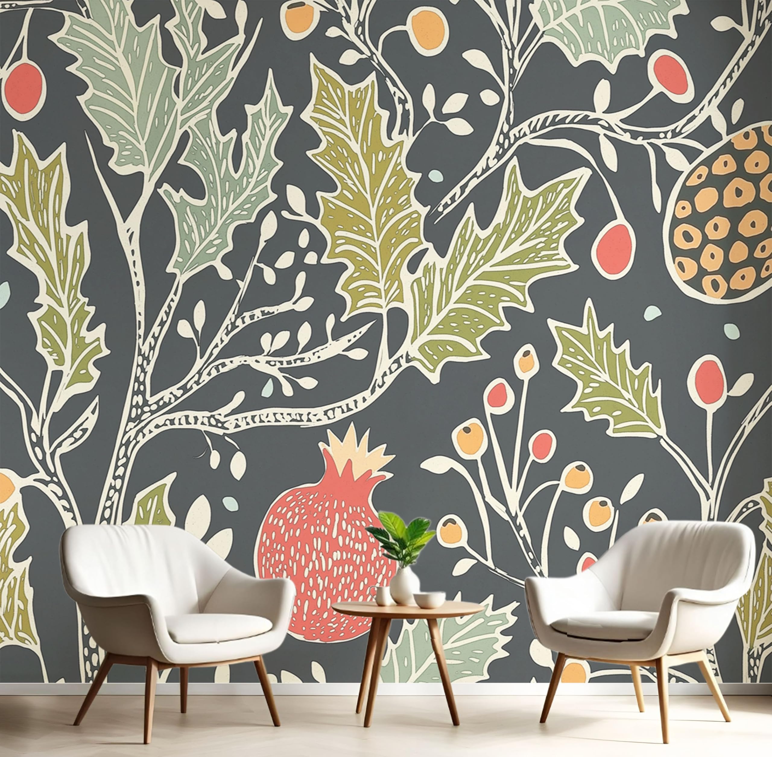 Papier peint panoramique forêt de houx 200x140cm pour décoration murale de salon