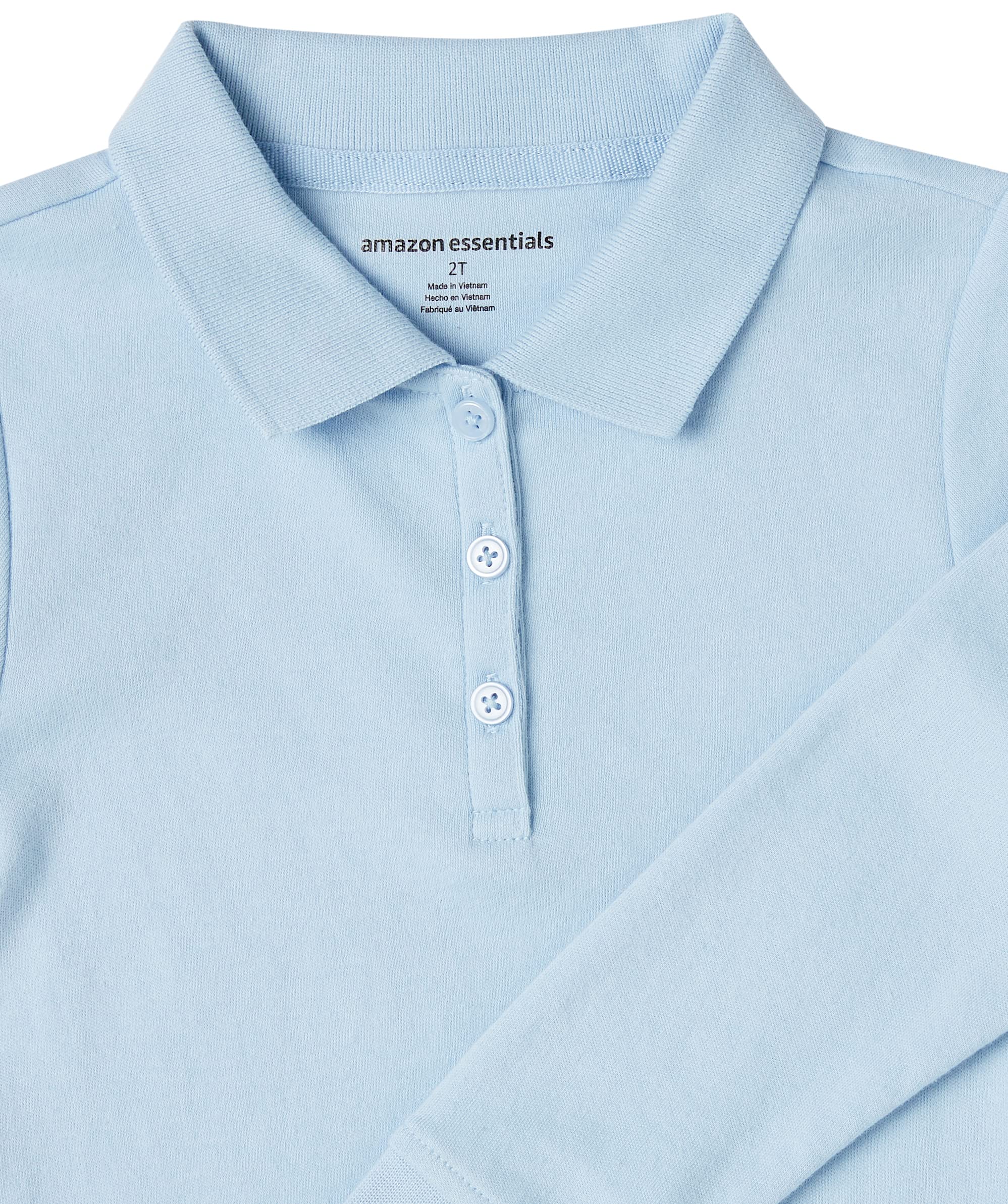 Amazon Essentials Polo in Tessuto Interlock a Maniche Lunghe Bambine e Ragazze, Confezioni Multiple